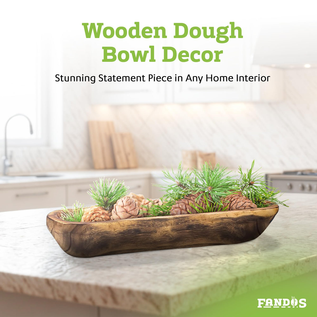 FANDOS Wooden Dough Bowl for Decor - FANDOS Official Imagery - 3
