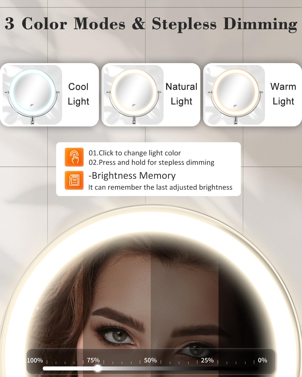 9 30X 1X Wall Mounted Height Adjustable Lighted Magnifying - VFD Official Imagery - 5