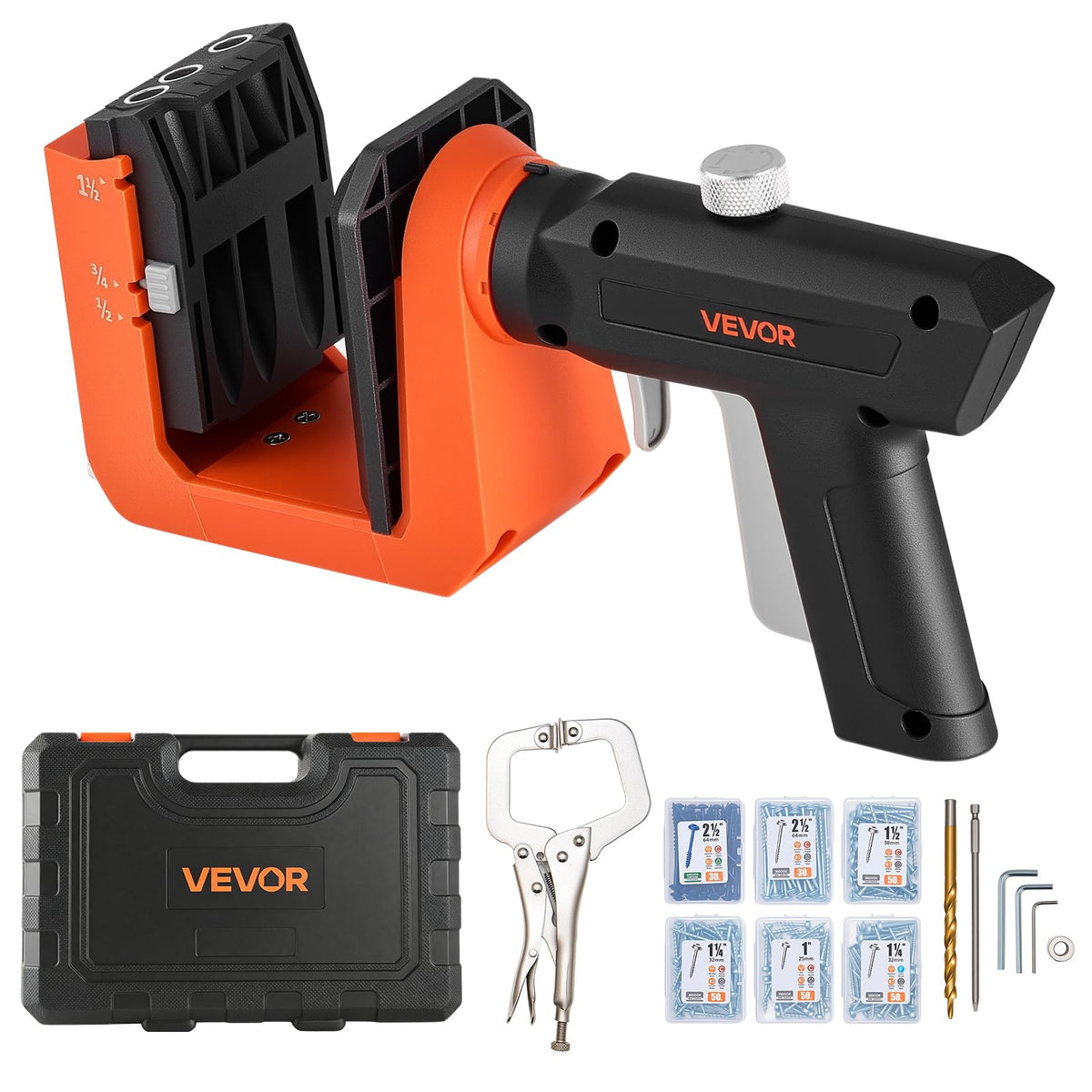 VEVOR Pocket Hole Jig Kit 1 2 3 4 1 1 2 Adjustable 360 - VEVOR Official Imagery - 2