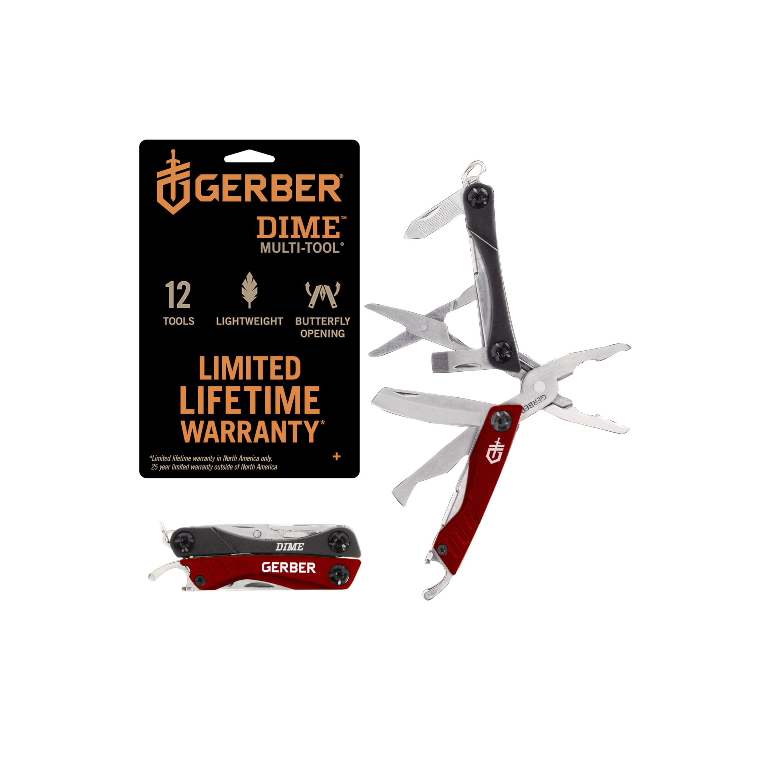 Gerber Dime 12-in-1 Mini Multitool Pliers, Pocket Knife, Bottle - Product Imagery