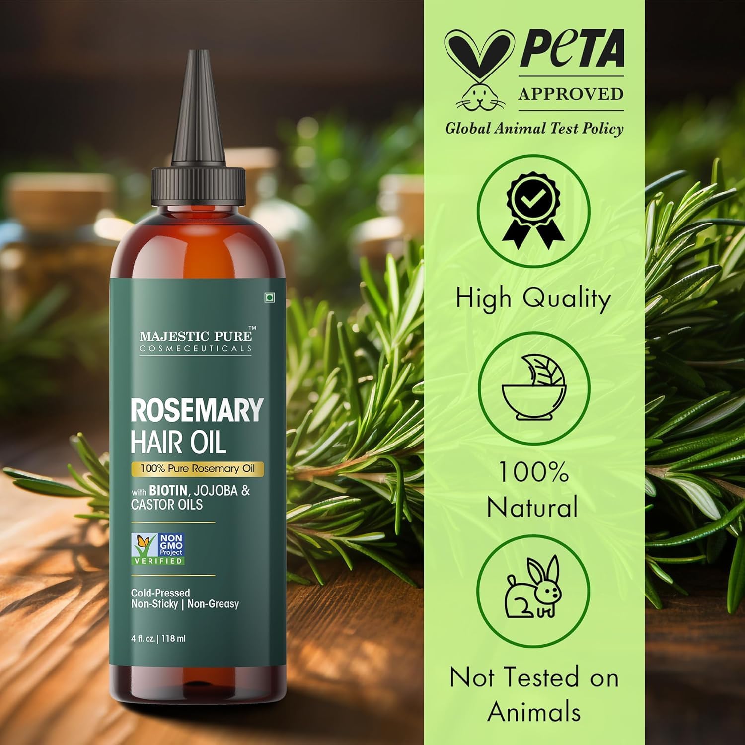 Majestic Pure Rosemary Hair Oil with Biotin - 4 Fl Oz - Majestic Pure Official Product View 5