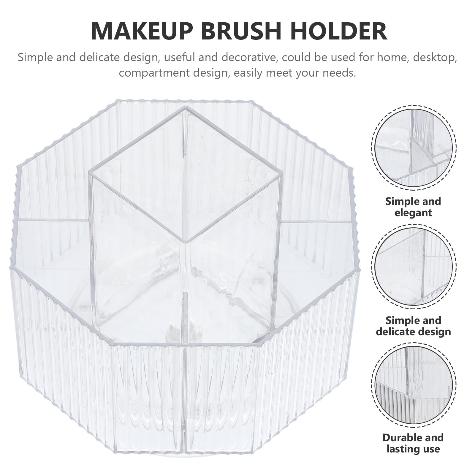 VILLCASE rotating makeup brush caddy with lid, 360° swivel holder for cosmetic brushes, eyebrow pencils, and professional makeup tools