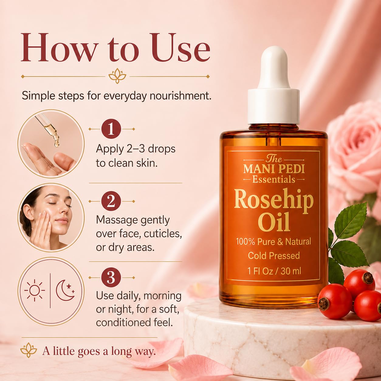 The Mani Pedi Essentials TMPE Rosehip Oil for Face. Pure, Natural, Cold - - The Mani Pedi Essentials Official Product View 8