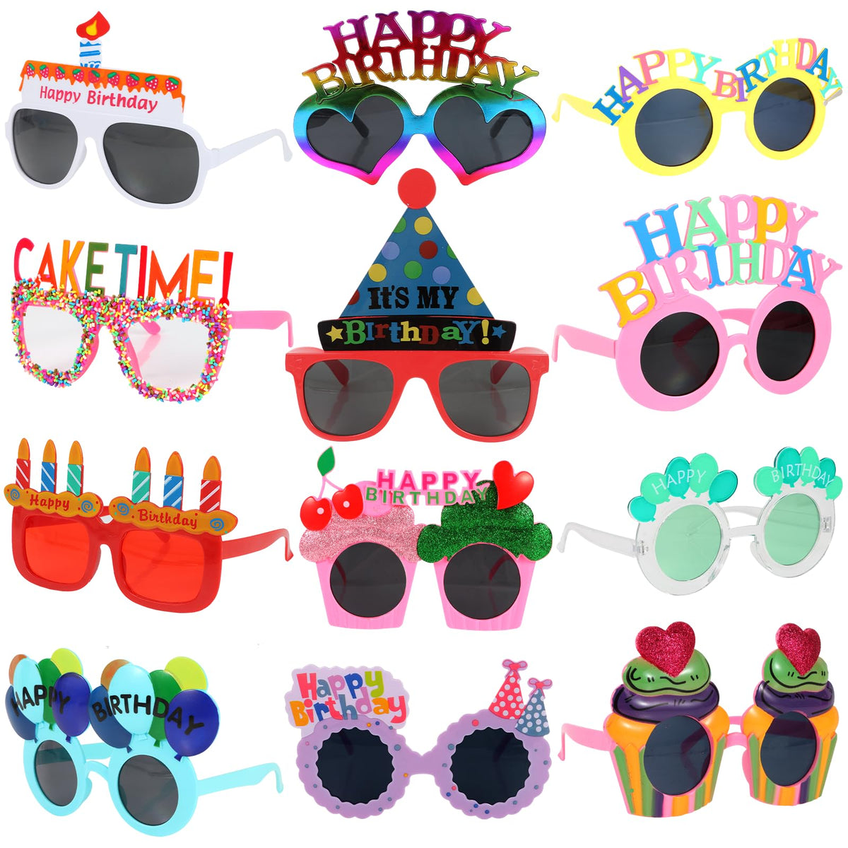 NICOWARM 12pcs Birthday Glasses Happy Birthday Sunglasses - NICOWARM Official Imagery - 2