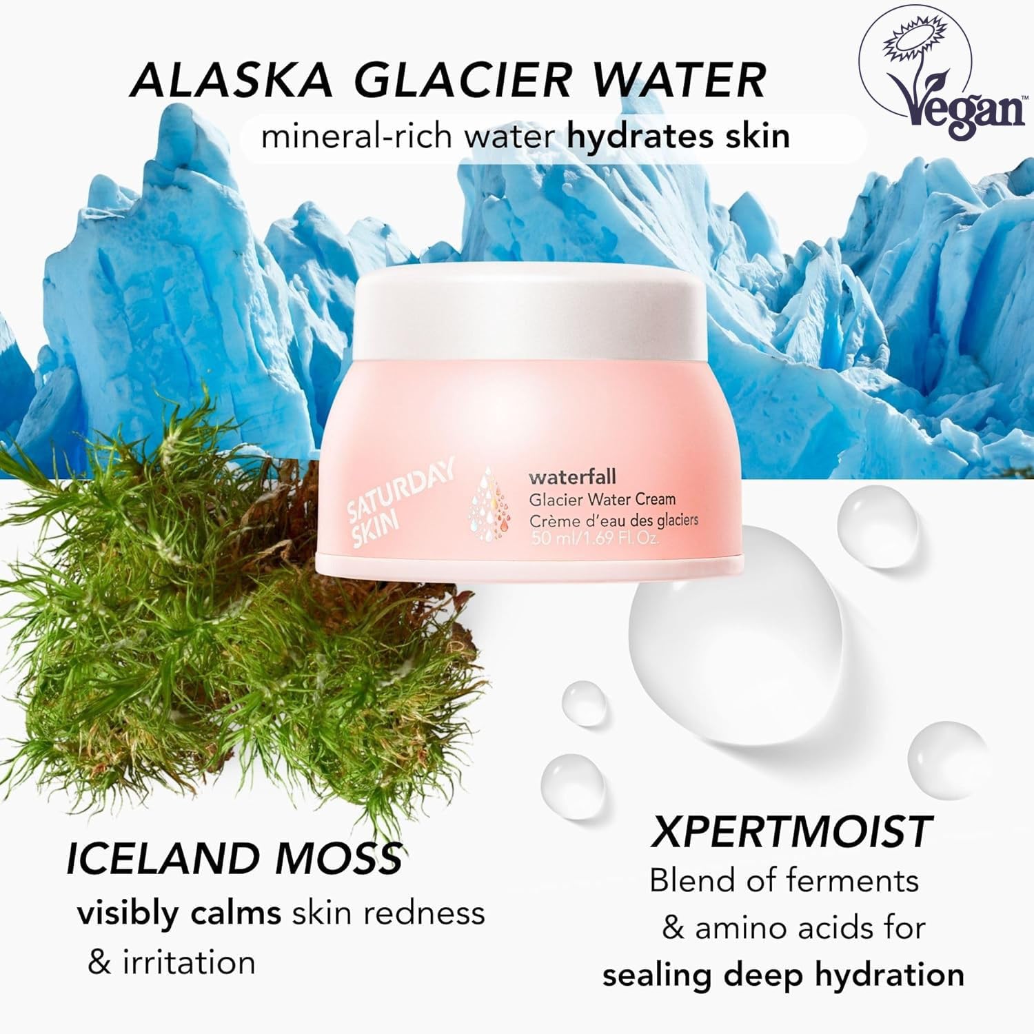 Saturday Skin Waterfall Glacier Water Cream: Oil Free Gel Moisturizer, 50ml - Saturday Skin Official Product View 4