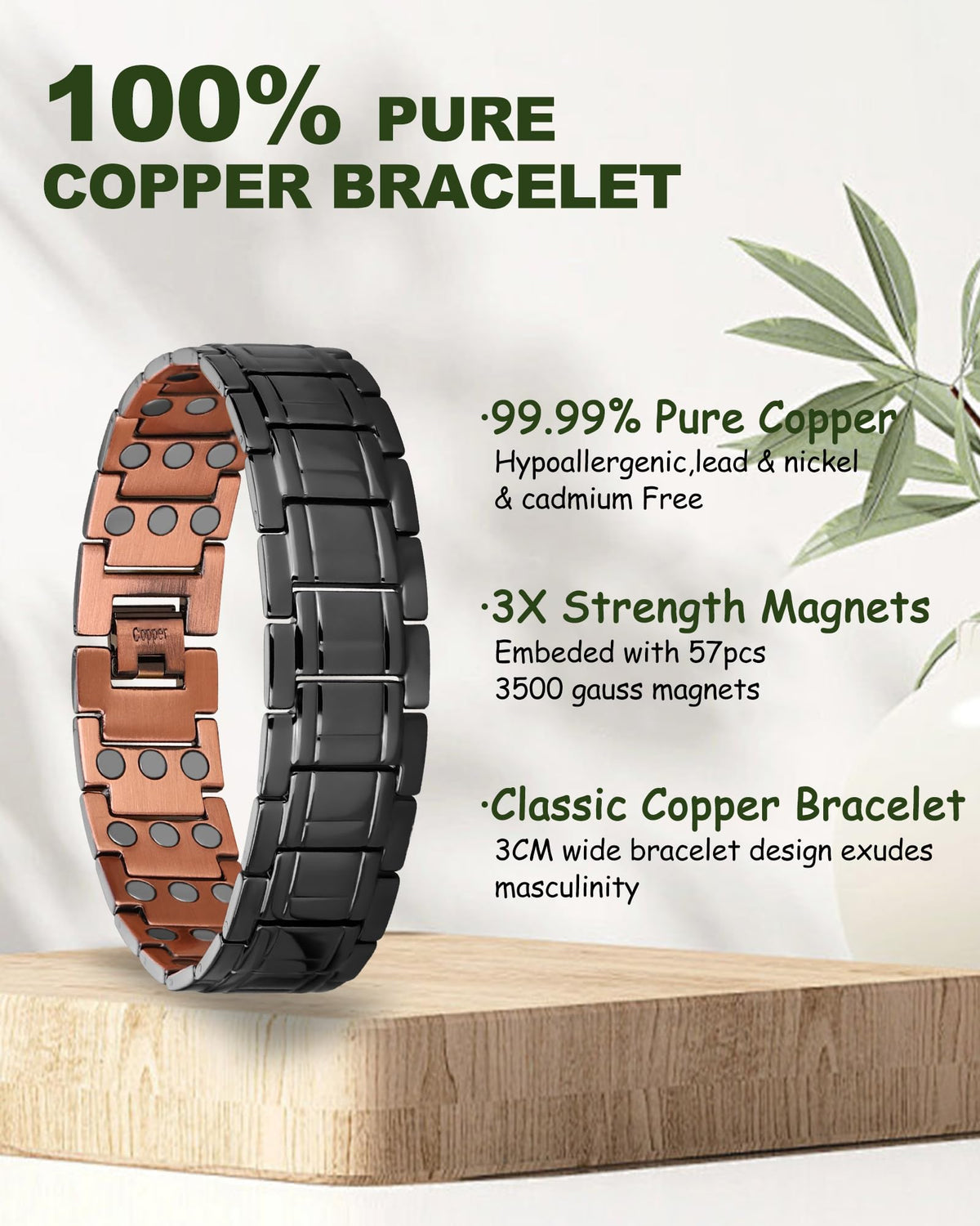 Copper Bracelet for Men 3X Copper Magnetic Bracelets - MagEnergy Official Imagery - 3