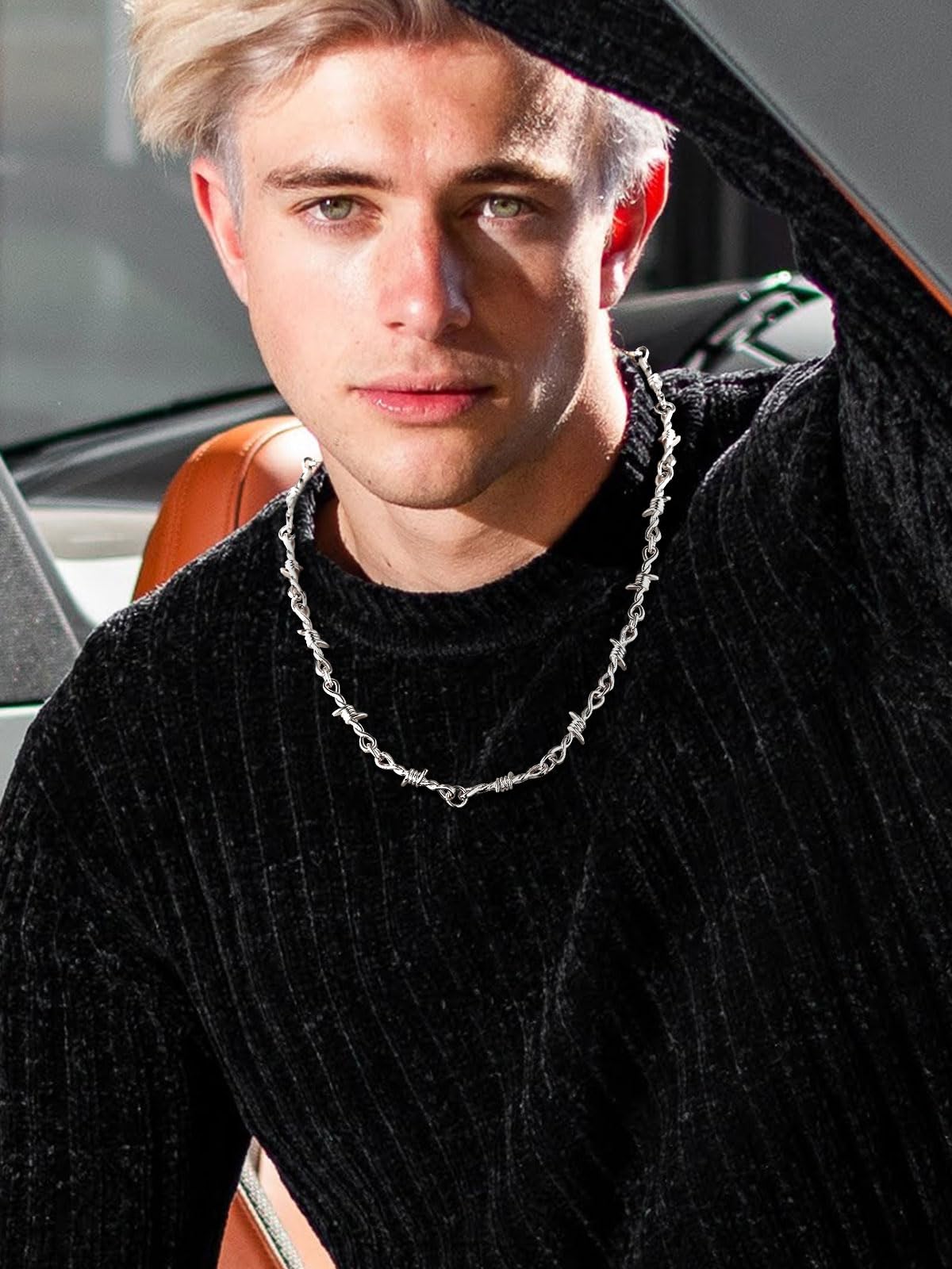 FindChic Barbed Wire Necklace for Men Women Punk Thorns - FindChic Official Imagery - 4