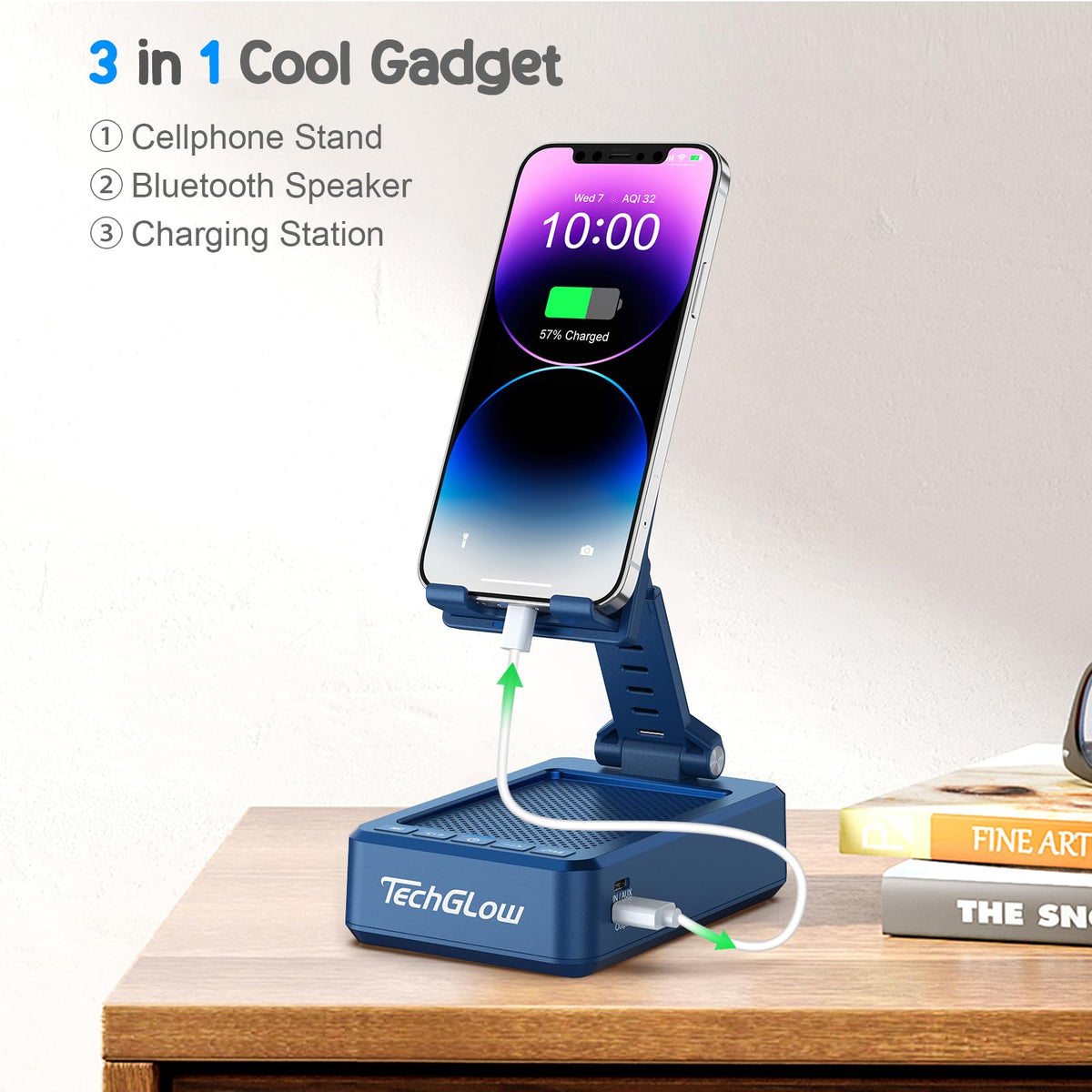 Gifts for Men Women Foldable Cellphone Stand with Bluetooth - TechGlow Official Imagery - 3