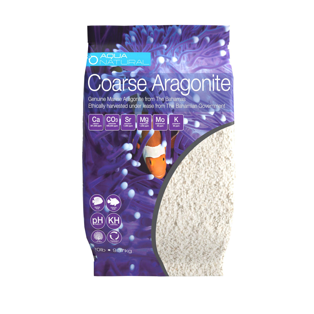 AquaNatural Coarse Aragonite 20lb for Reef Saltwater and - Aqua Natural Official Imagery - 1