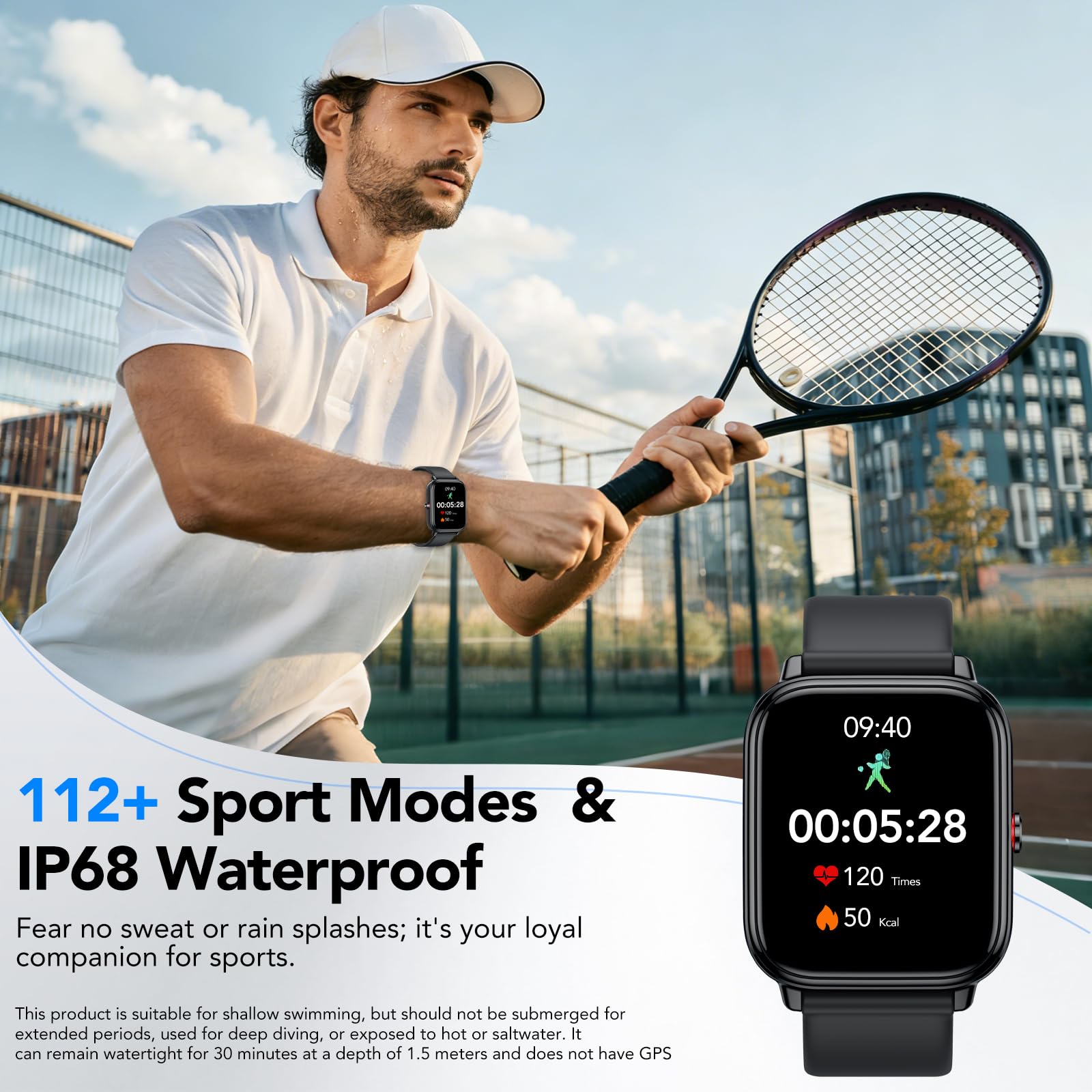 Tiksounds Smart Watch for Men Women  ,1.83" HD Touchscreen Fitness Tra - View 5