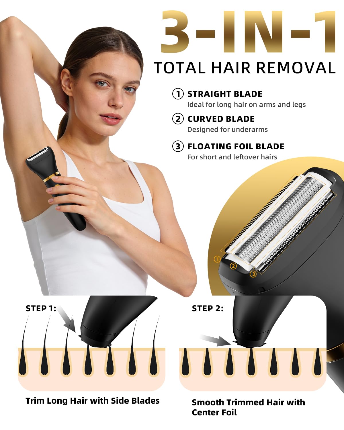 Ufree 3 in 1 Bikini Trimmer Electric Razors for Women Gifts - Ufree Official Imagery - 4