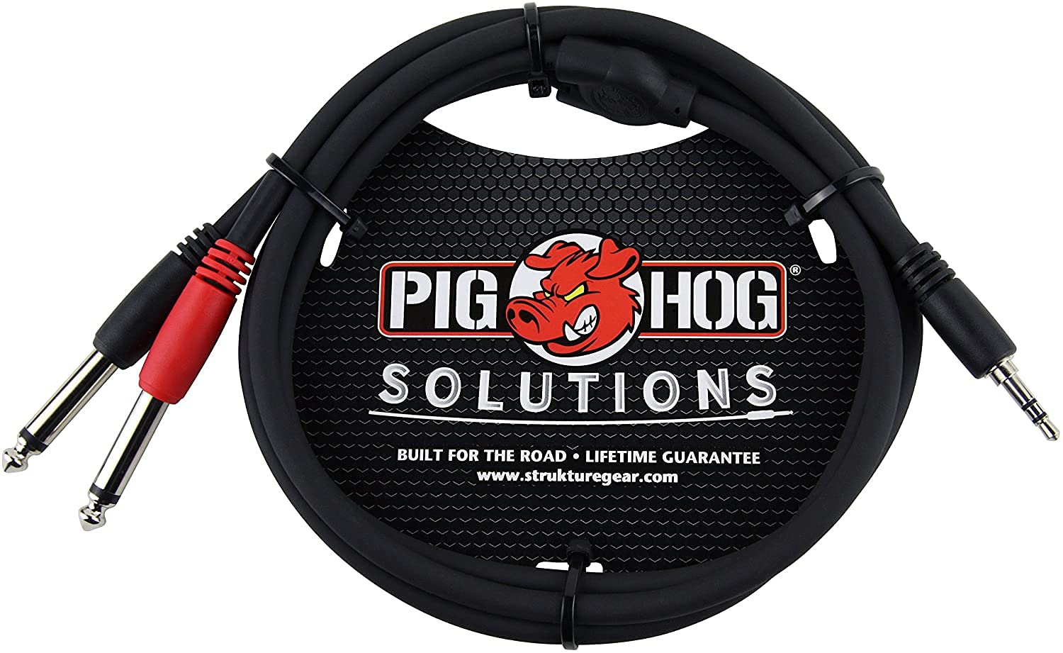 Pig Hog PB-S3410 3.5 mm Stereo to Dual 1/4" Mono   Stereo Breakou by Pig Hog - Angle View 2