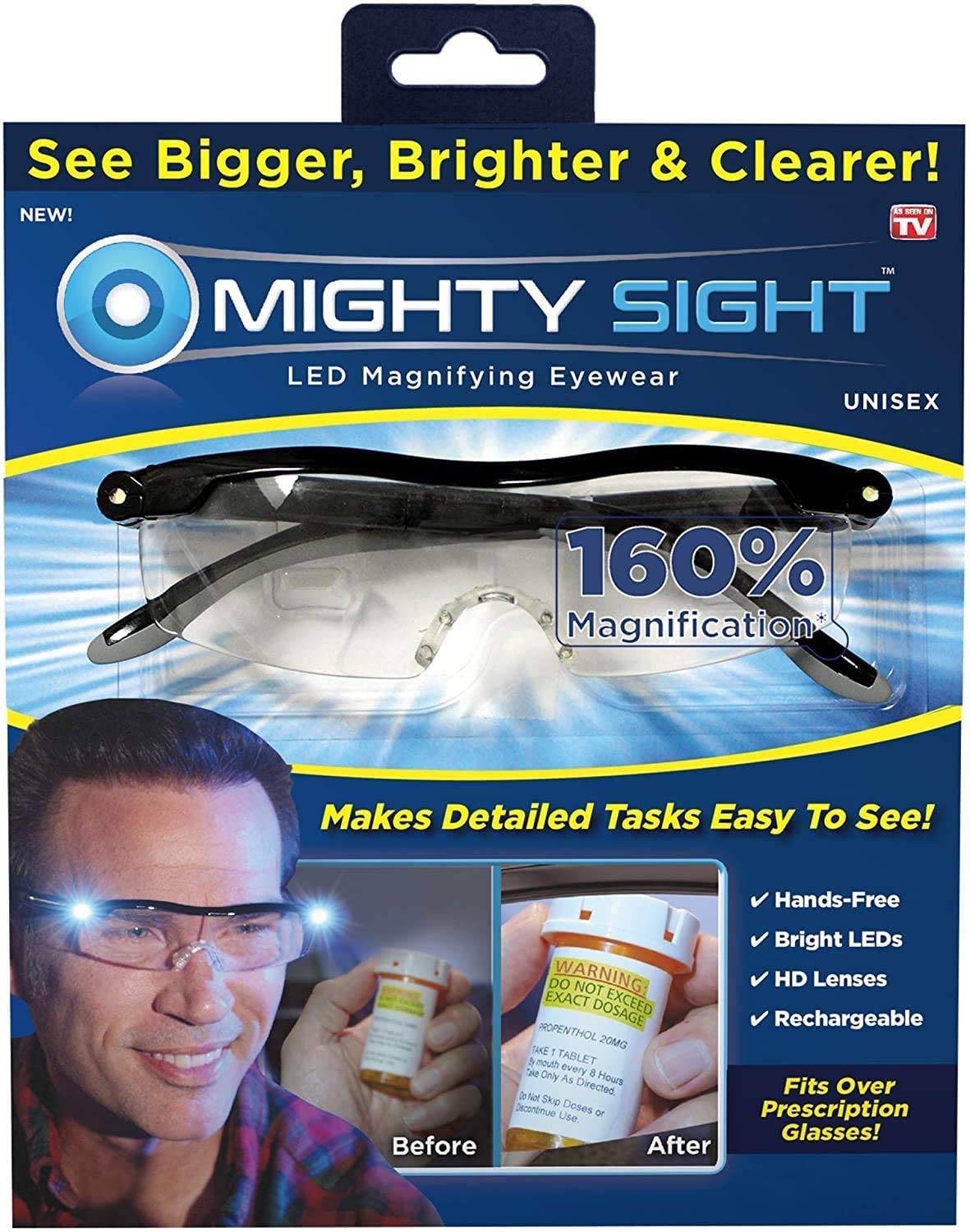 Ontel Mighty Sight LED Magnifying Eyewear Black Pack of 2 - Ontel Official Imagery - 1