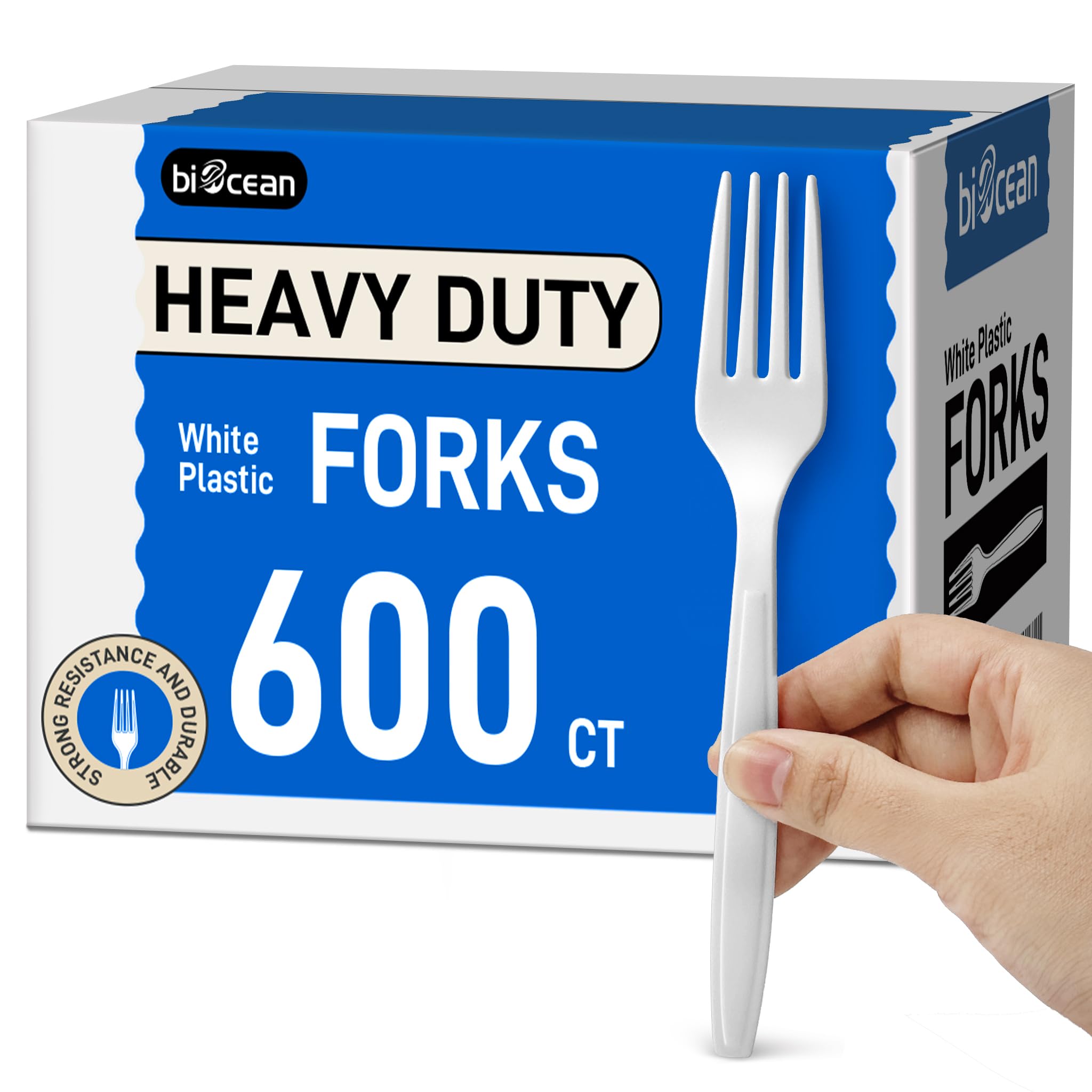 600Pack Disposable Plastic Forks Bulk White Heavy Duty Plastic - Product Imagery