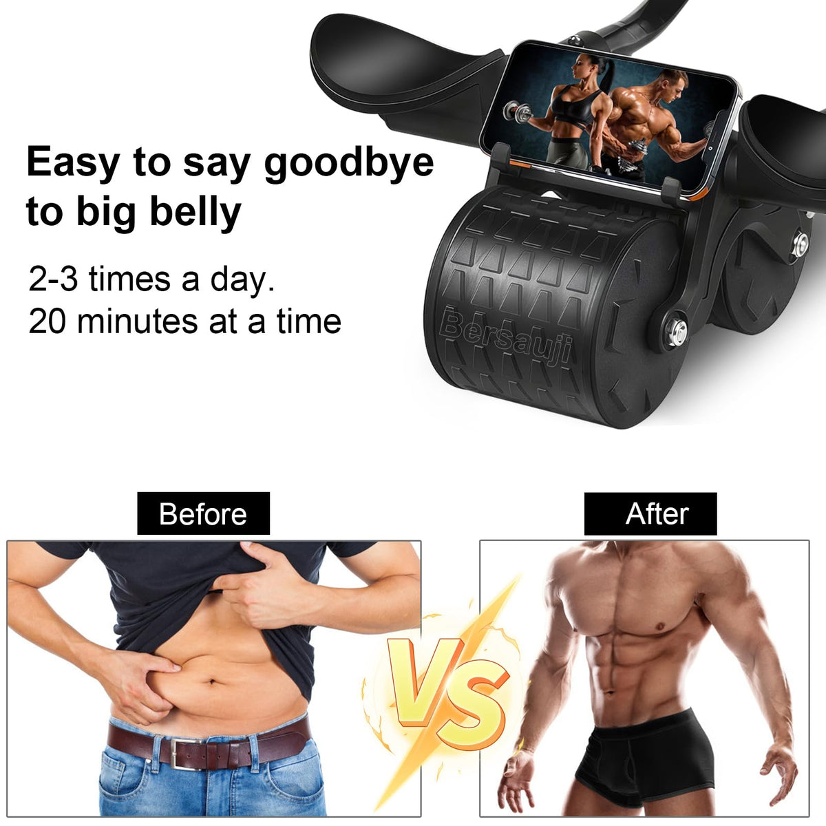 Ab Roller Wheel with Elbow Support Auto Rebound Abdominal - Bersauji Official Imagery - 3