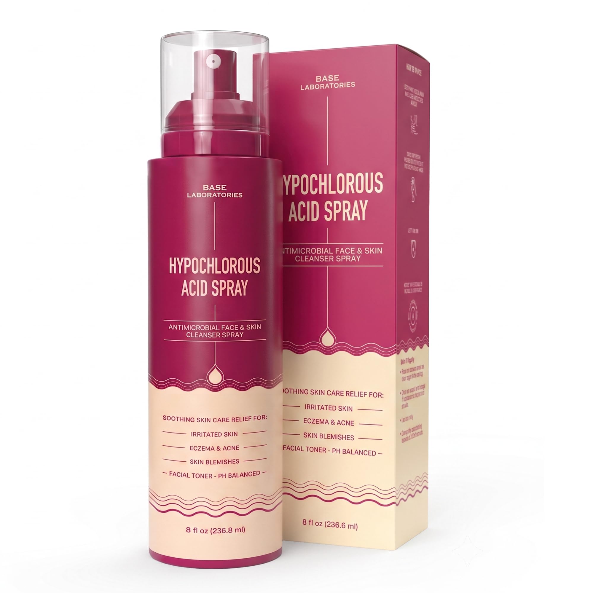 BASE LABORATORIES Hypochlorous Acid Spray for Face, Skin Cleanse - Product Imagery