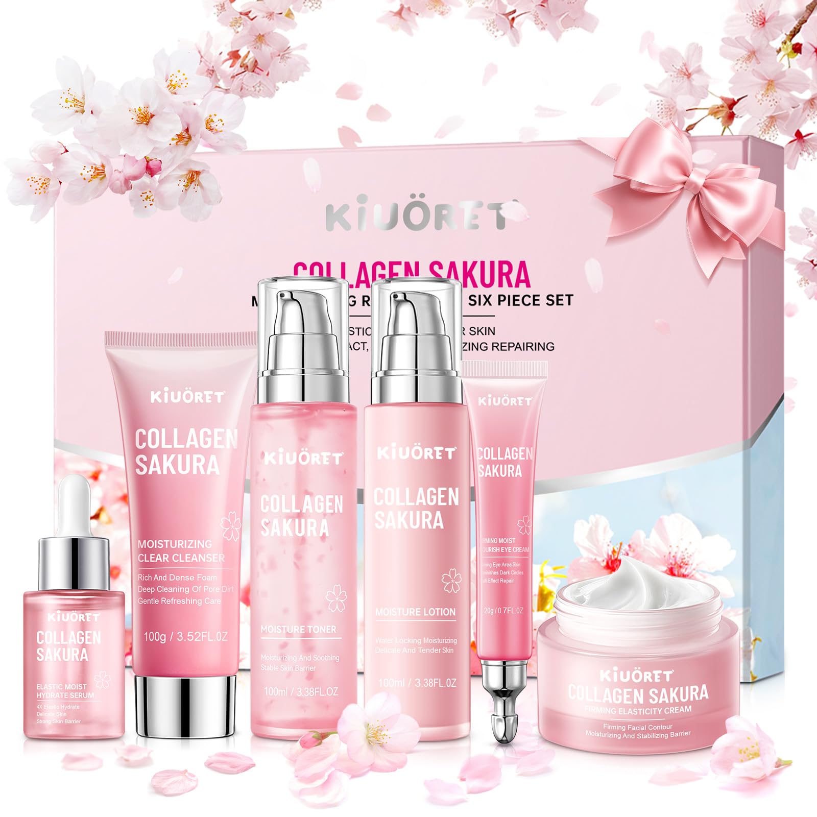 Sakura Skin Care Set - 6 PCS Cherry Blossom Skin Care Kit with - Product Imagery