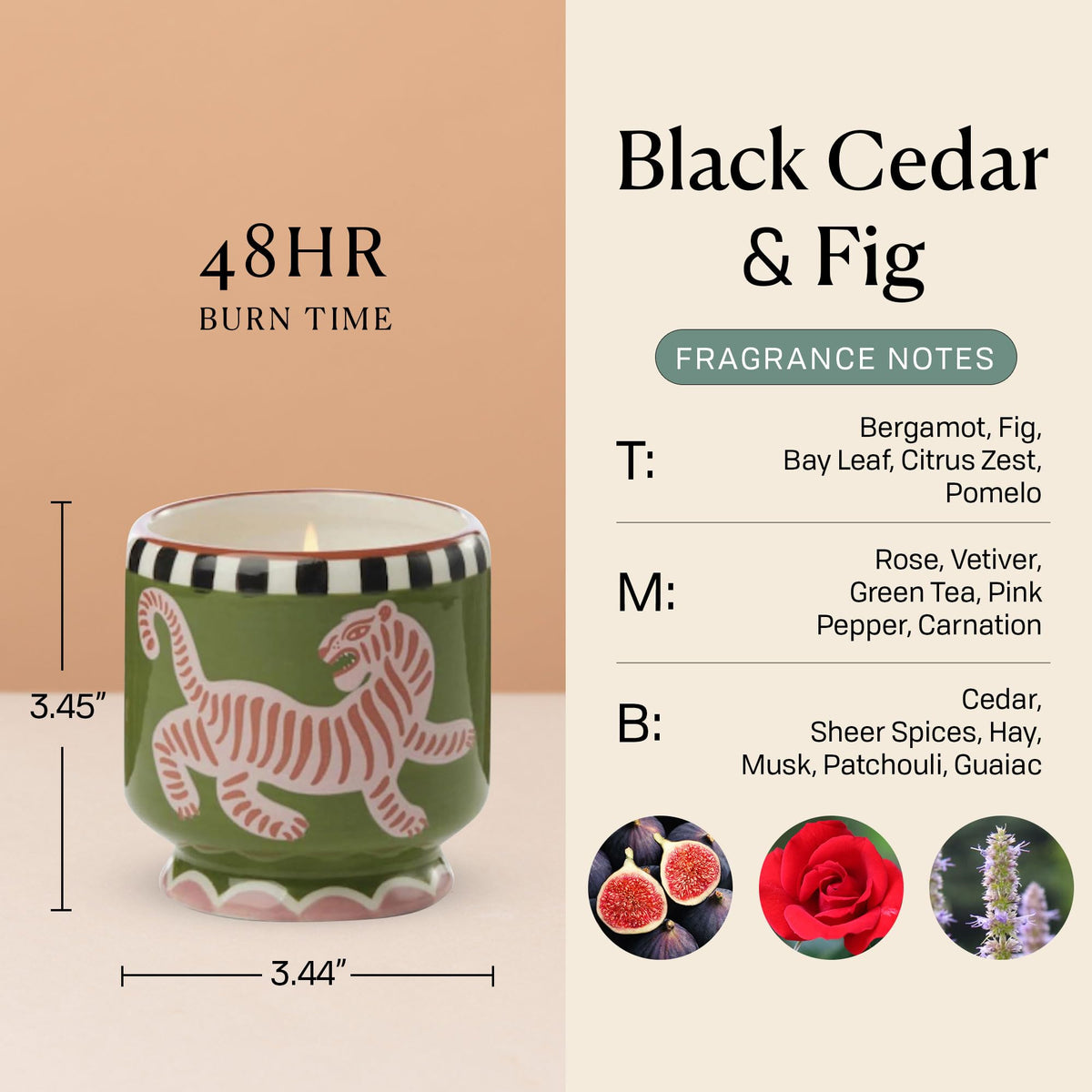Paddywax A Dopo Scented Candle Tiger Black Cedar Fig 8 oz - Paddywax Official Imagery - 4