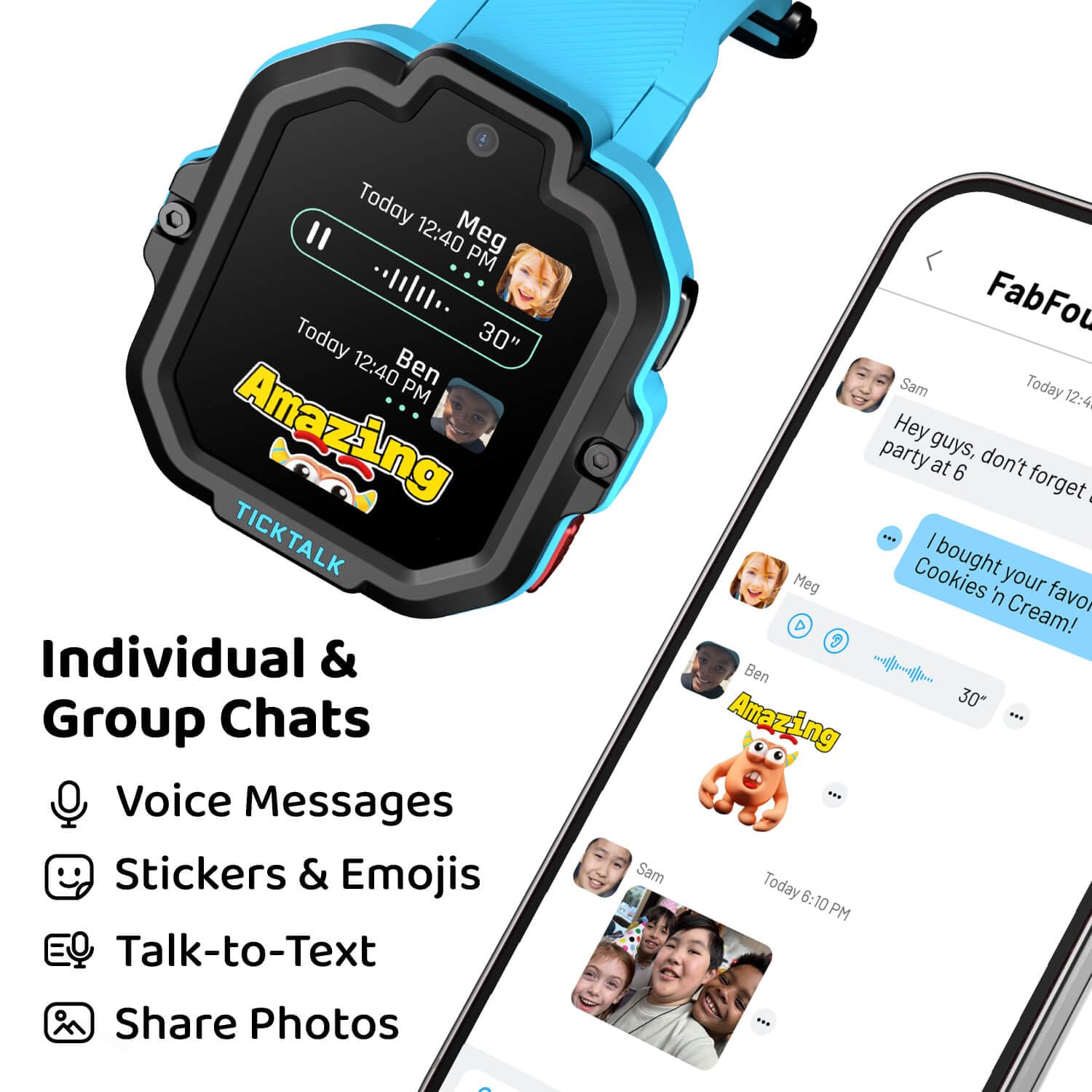 TickTalk5 Kids Smart Watch with GPS Tracker, Calls, Texts & SOS Ages 3 - View 3