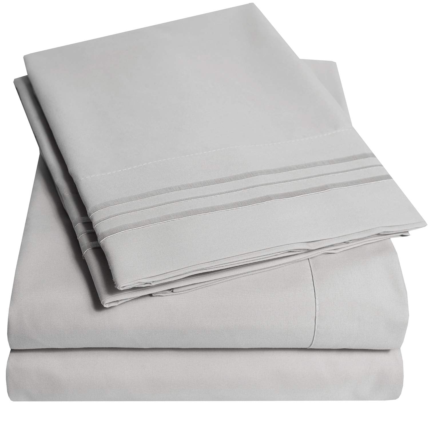 1500 Supreme Collection Queen Sheet Sets Light Gray Silver - - Product Imagery