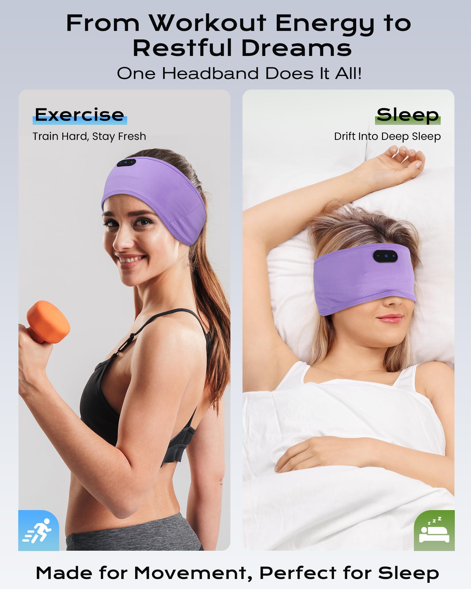 MUSICOZY Sleep Headphones Bamboo Bluetooth Headband for Side Sleepers - MUSICOZY Official Product View 5