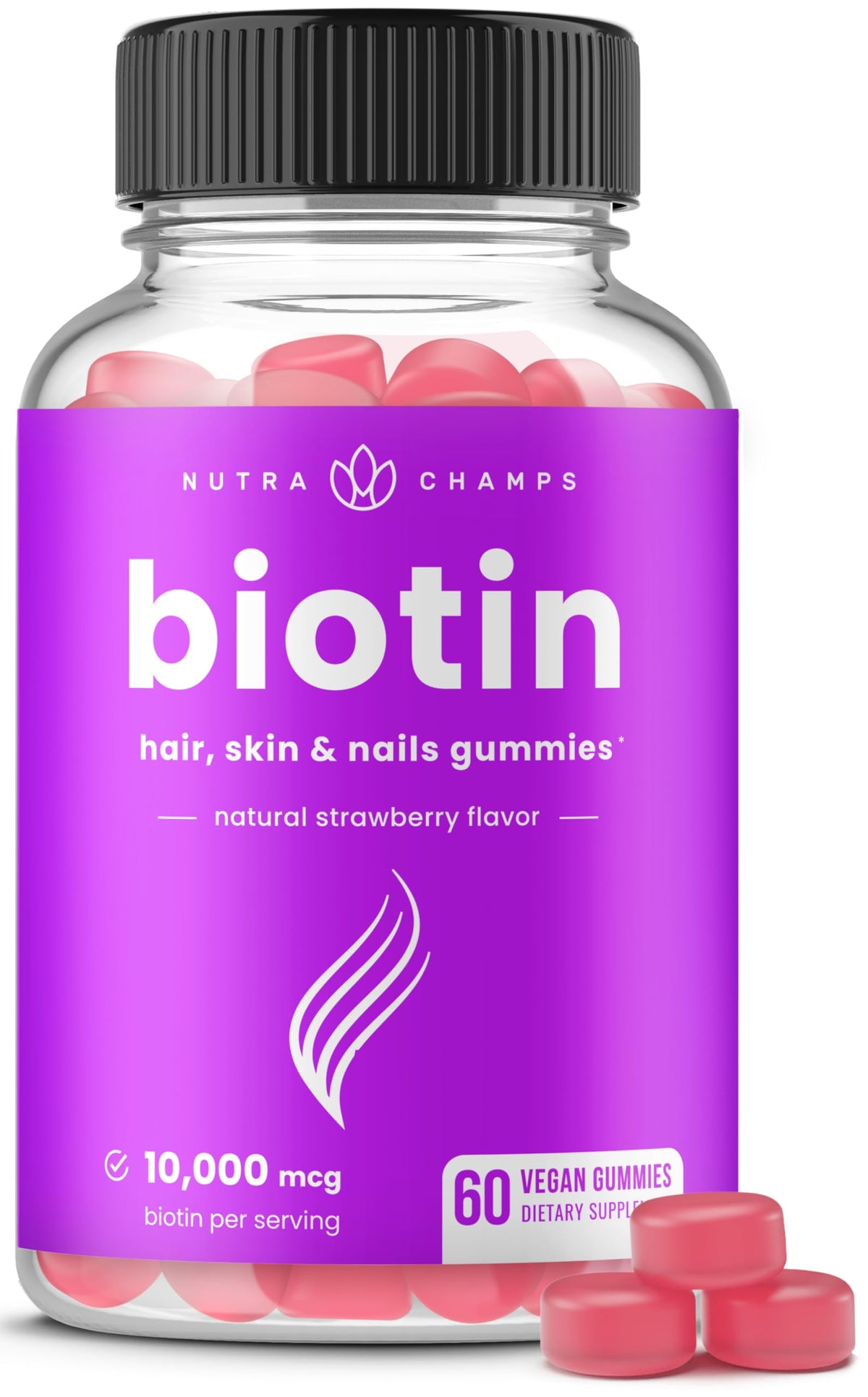 NutraChamps Biotin Gummies 10 000mcg for Healthy Hair Skin - NutraChamps Official Imagery - 8