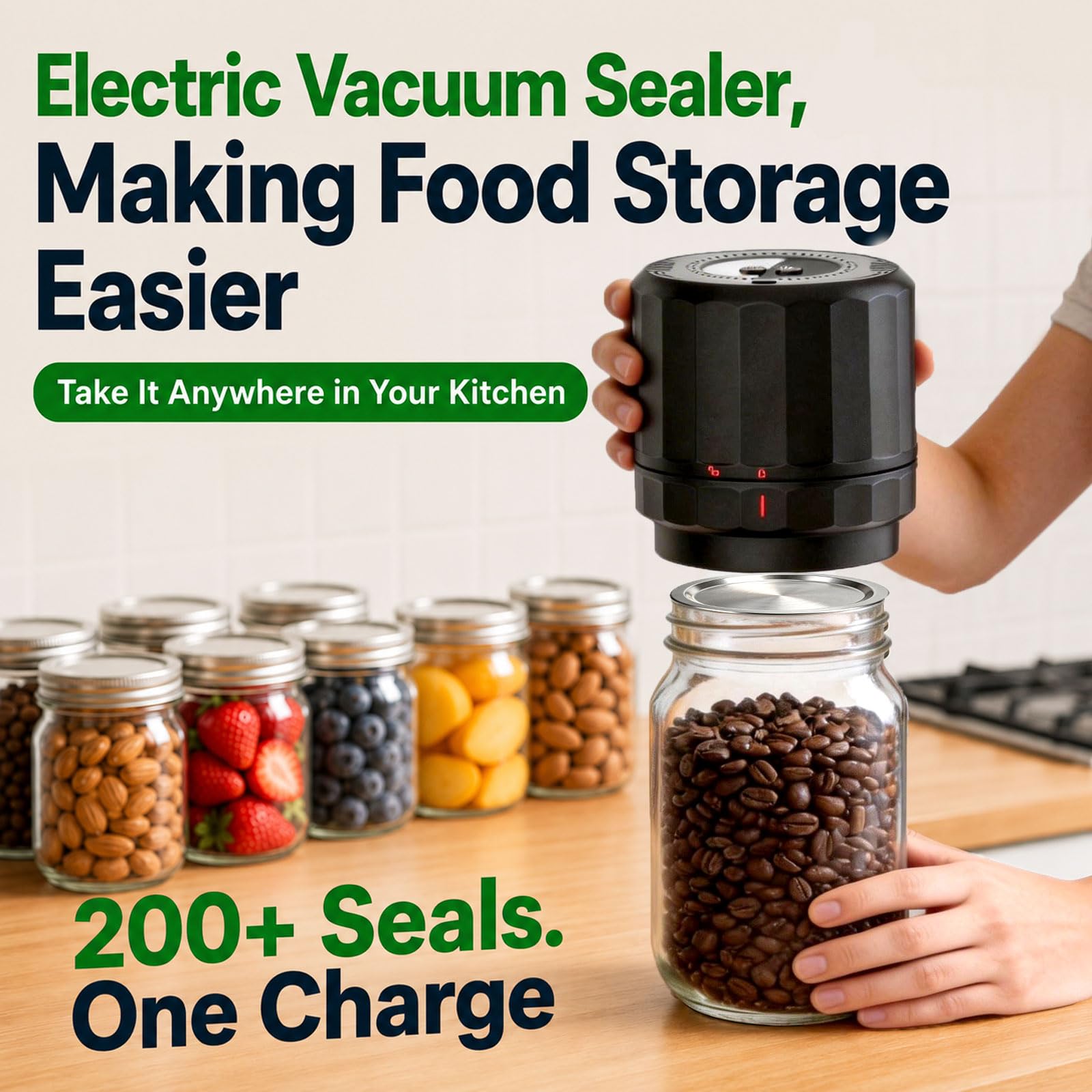 UNERVER M11 Electric Mason Jar Vacuum Sealer Kit - with Wide and - UNERVER Official Product View 6