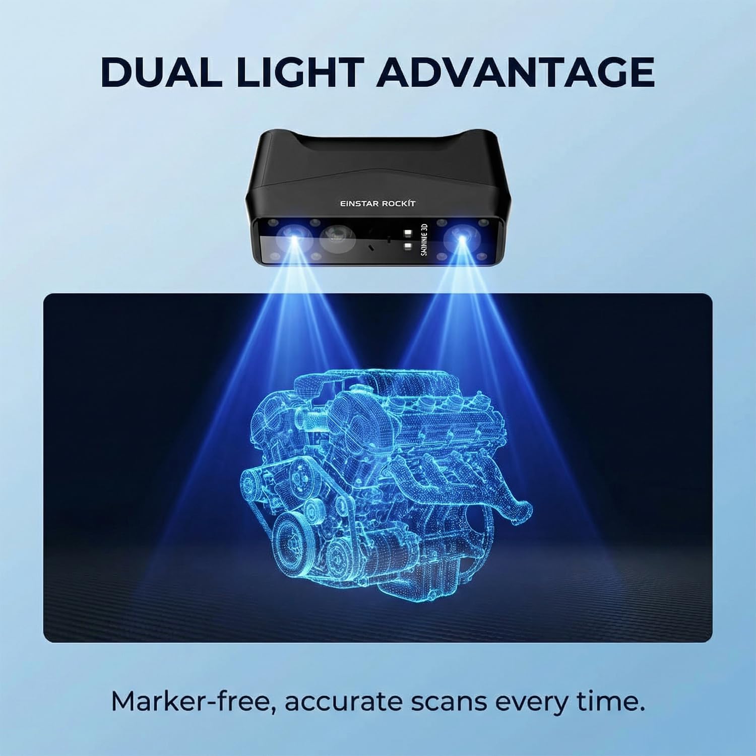 EinScan EINSTAR Rockit Wireless 3D Scanner, Dual Light, 38 Blue Lasers, HD - EinScan Official Product View 4