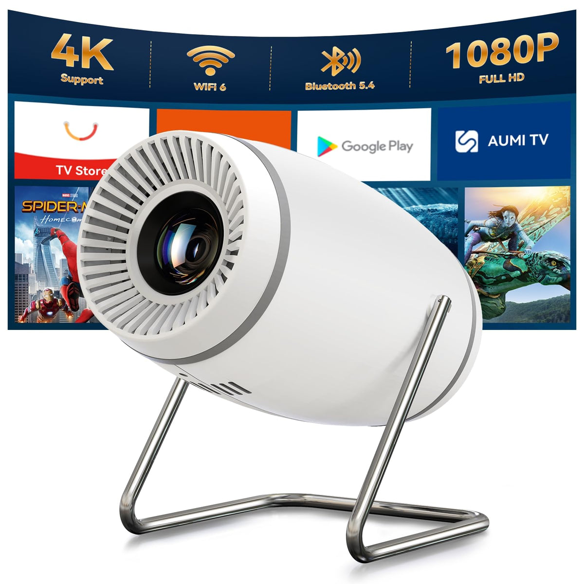Mini Projector Projector with WiFi and Bluetooth 4K 1080P - Pisodawn Official Imagery - 1