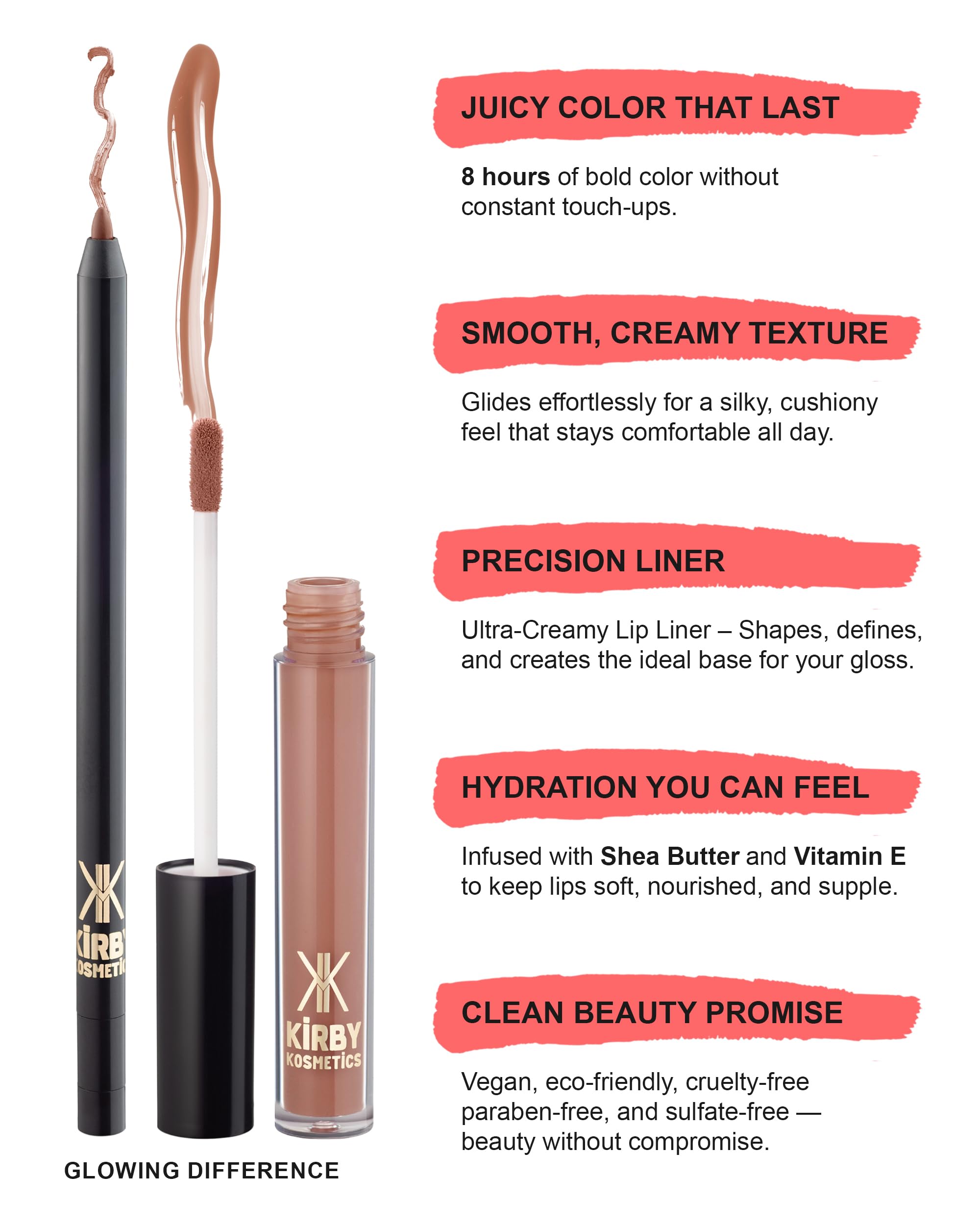 Kirby Kosmetics Lip Kit Duo – Glowing Different - TikTok-Viral Precisi - View 6
