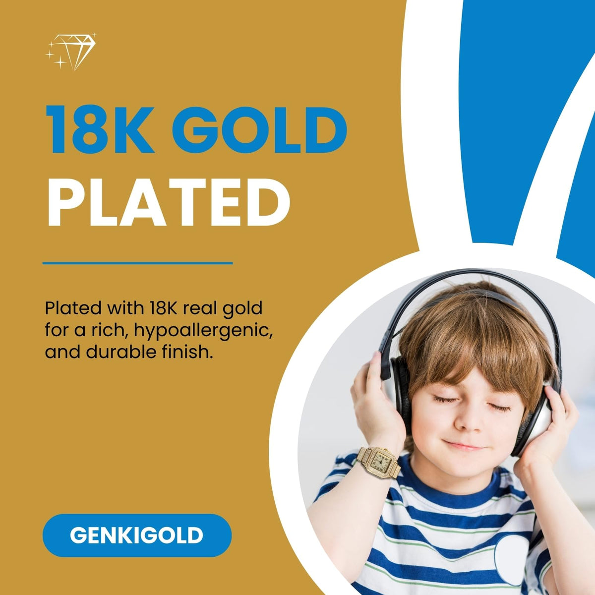 Gold Diamond Watch for Teen Boys - genkigold Official Imagery - 4