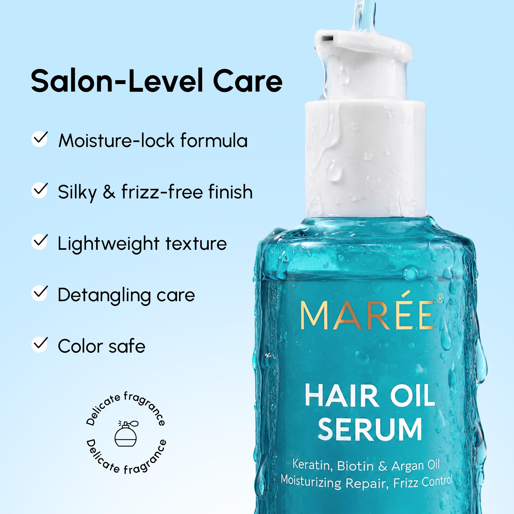 MAREE Hair Oil for Frizzy Hair with Argan Oil, Keratin & Biotin – Hair Serum - MAREE Official Product View 6