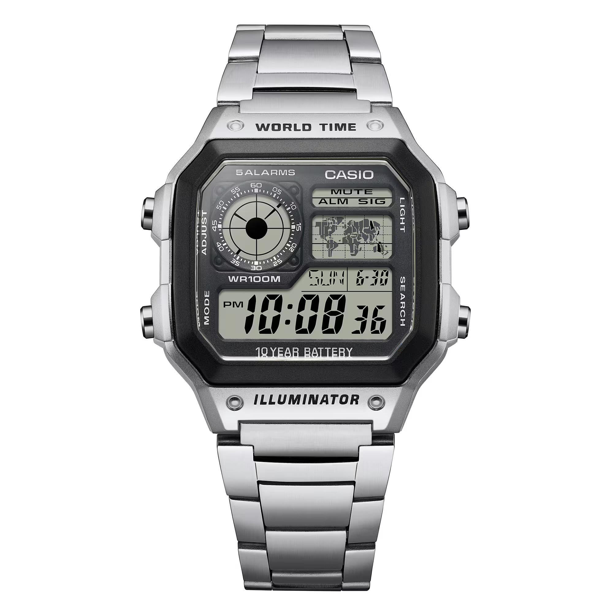 Casio AE1200WH Series | Men’s Digital Watch | 100M WR | Multi Alarms | - View 2
