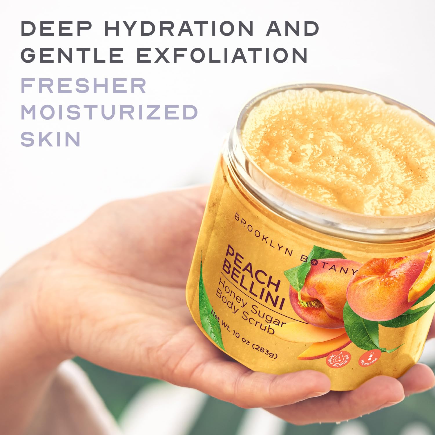 Brooklyn Botany Peach Bellini Honey Sugar Scrub for Body – Deeply Hydrating and - Brooklyn Botany Official Product View 5