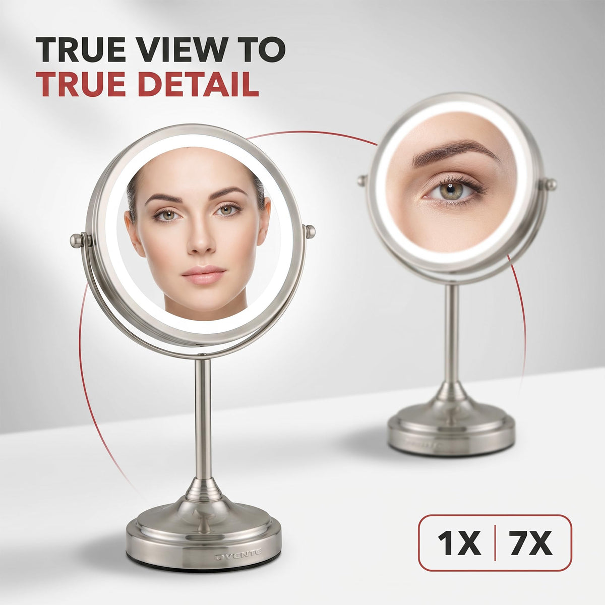 OVENTE 7 Lighted Magnifying Makeup Mirror Polished Chrome - OVENTE Official Imagery - 6