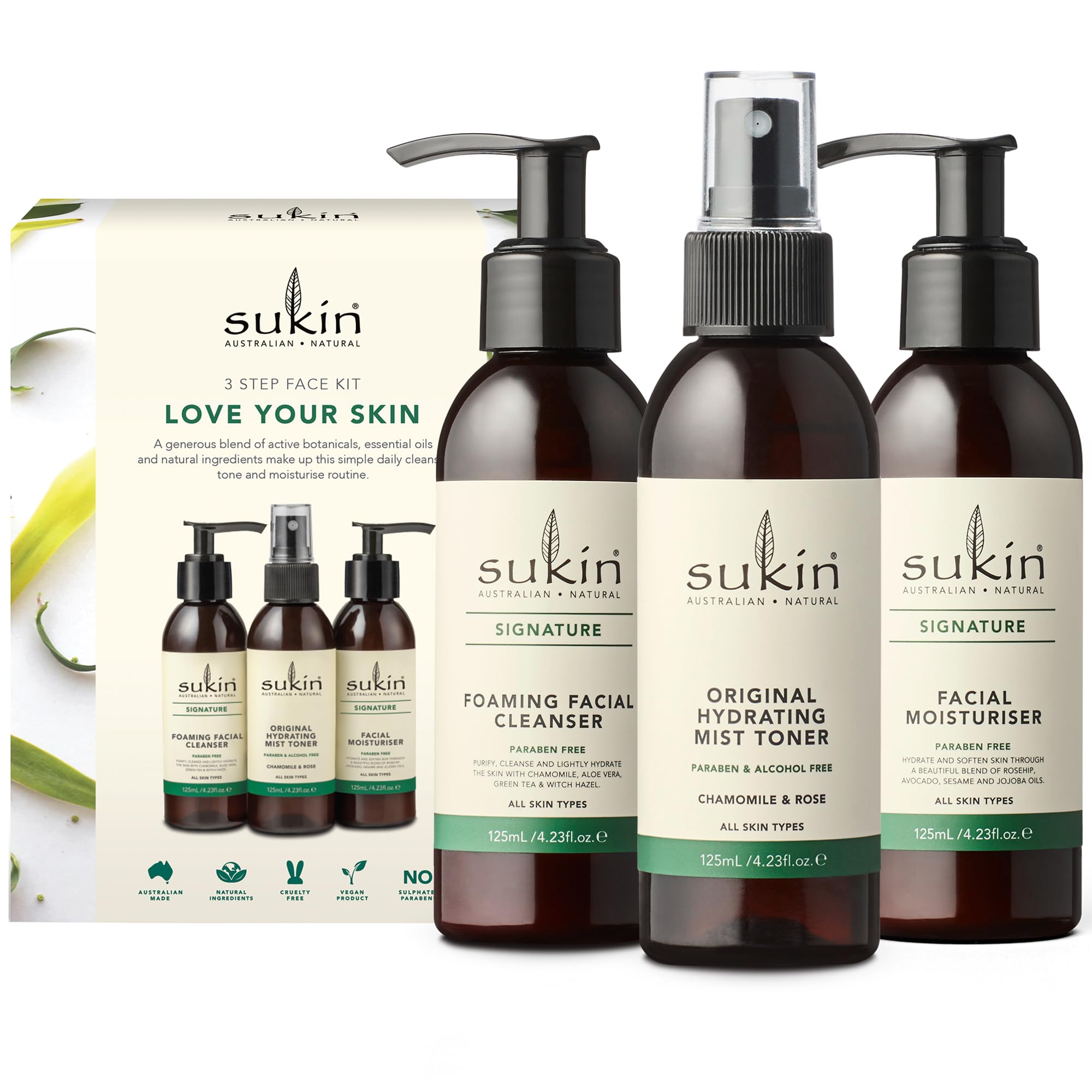 Sukin Signature Skin Care Gift Set – Foaming Facial Cleanser, - Product Imagery