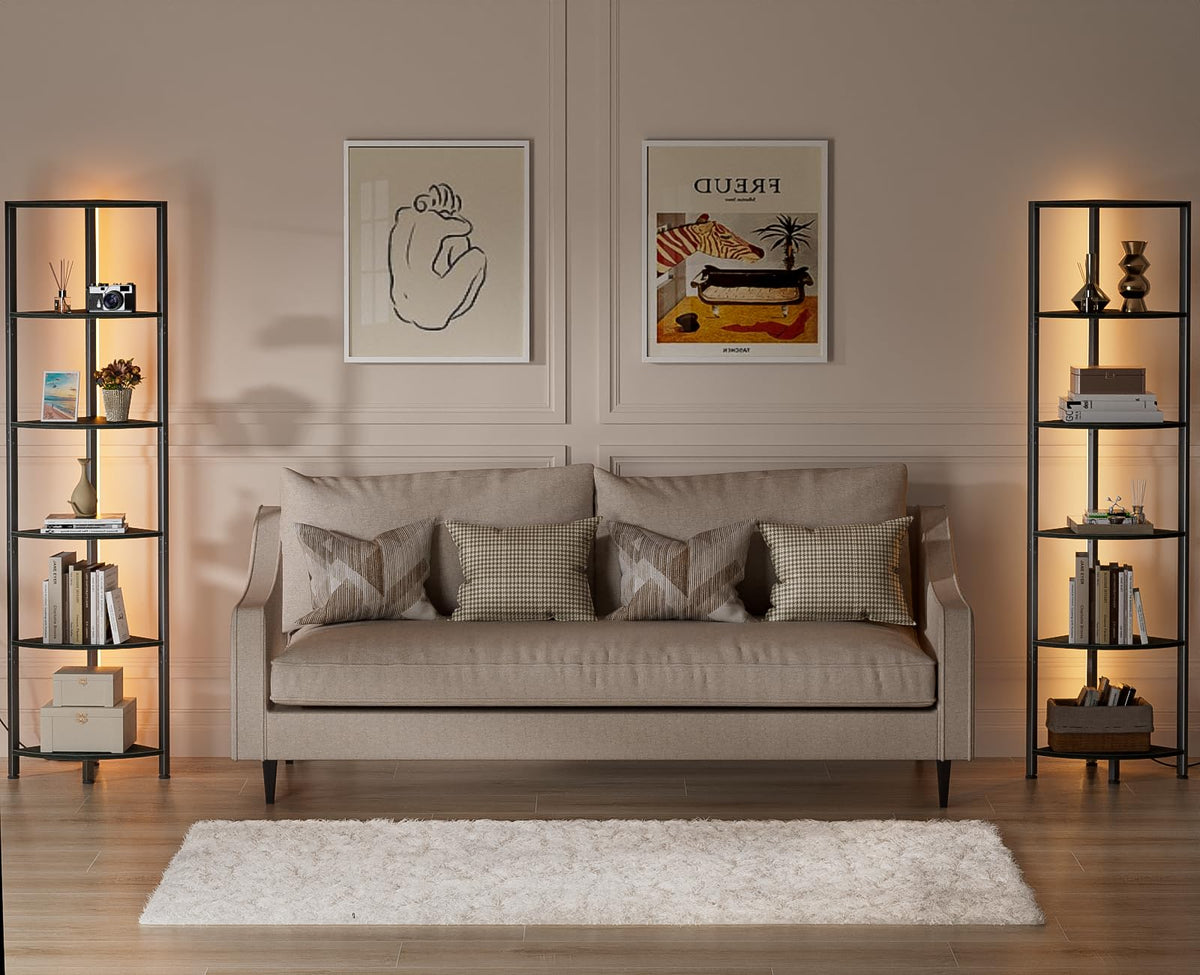 6 Tier Corner Shelf with LED Light 67 5 Black Narrow - Furnulem Official Imagery - 8