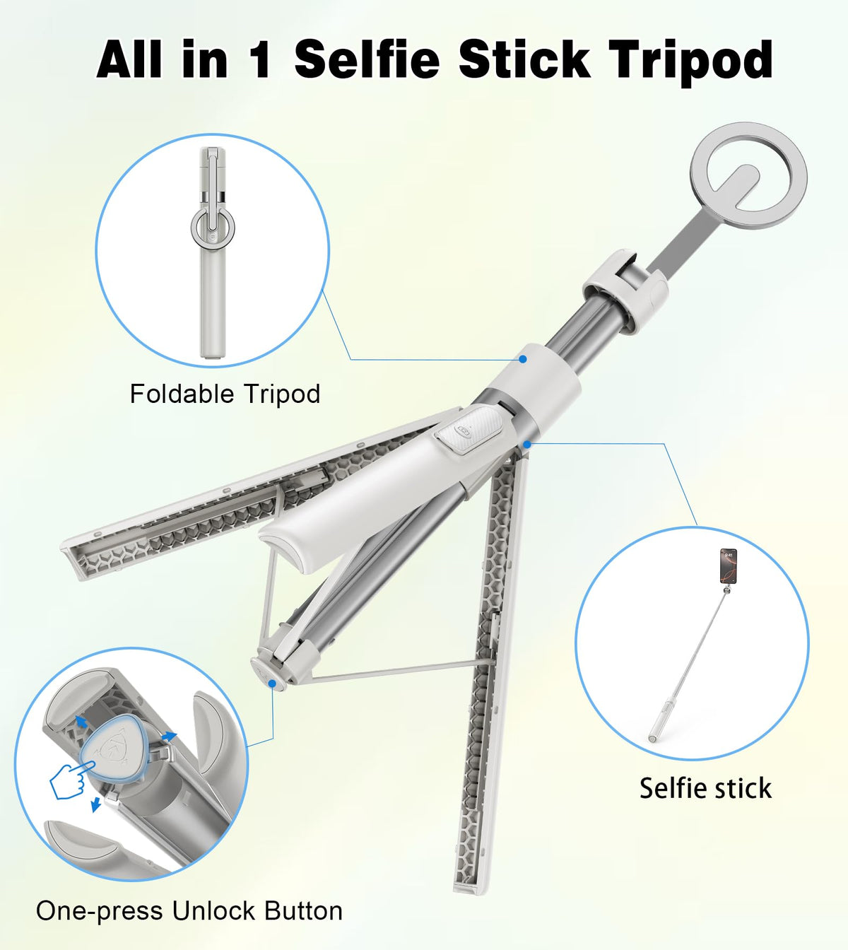 TONEOF 68 Magnetic Aluminum Phone Tripod Selfie Stick for - TONEOF Official Imagery - 8