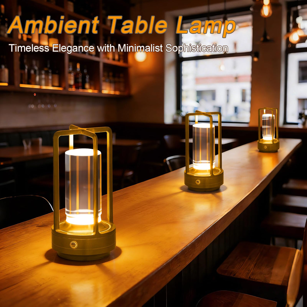 Cordless Table Lamp Rechargeable Small Crystal Lamp Gold - UMLAEN Official Imagery - 3