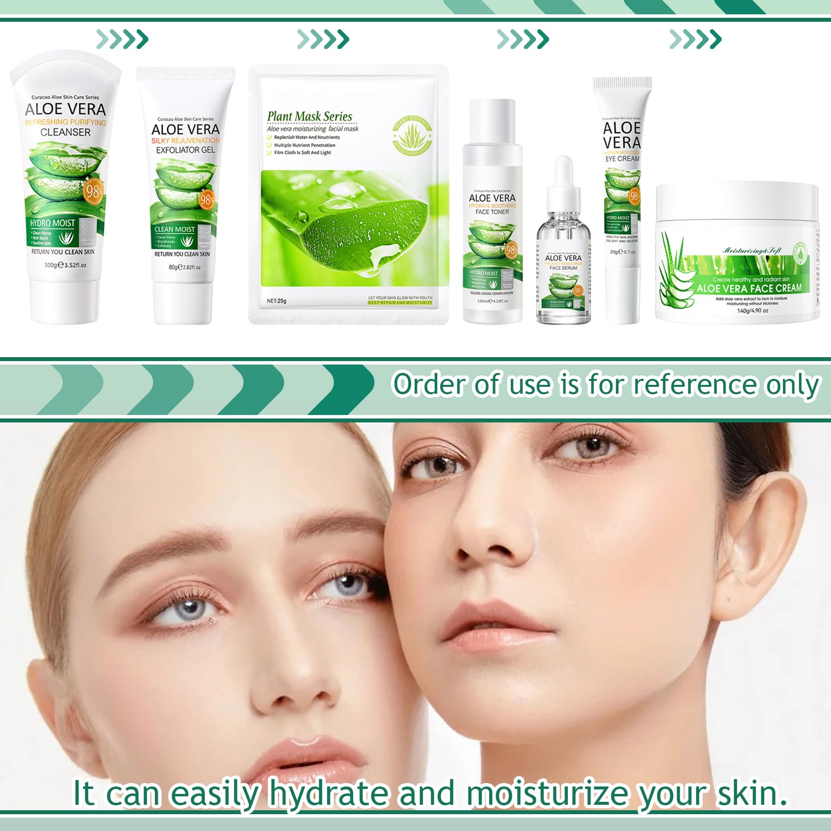Aloe Vera Skin Care Set,Facial Kit with Facial - DWDiWen