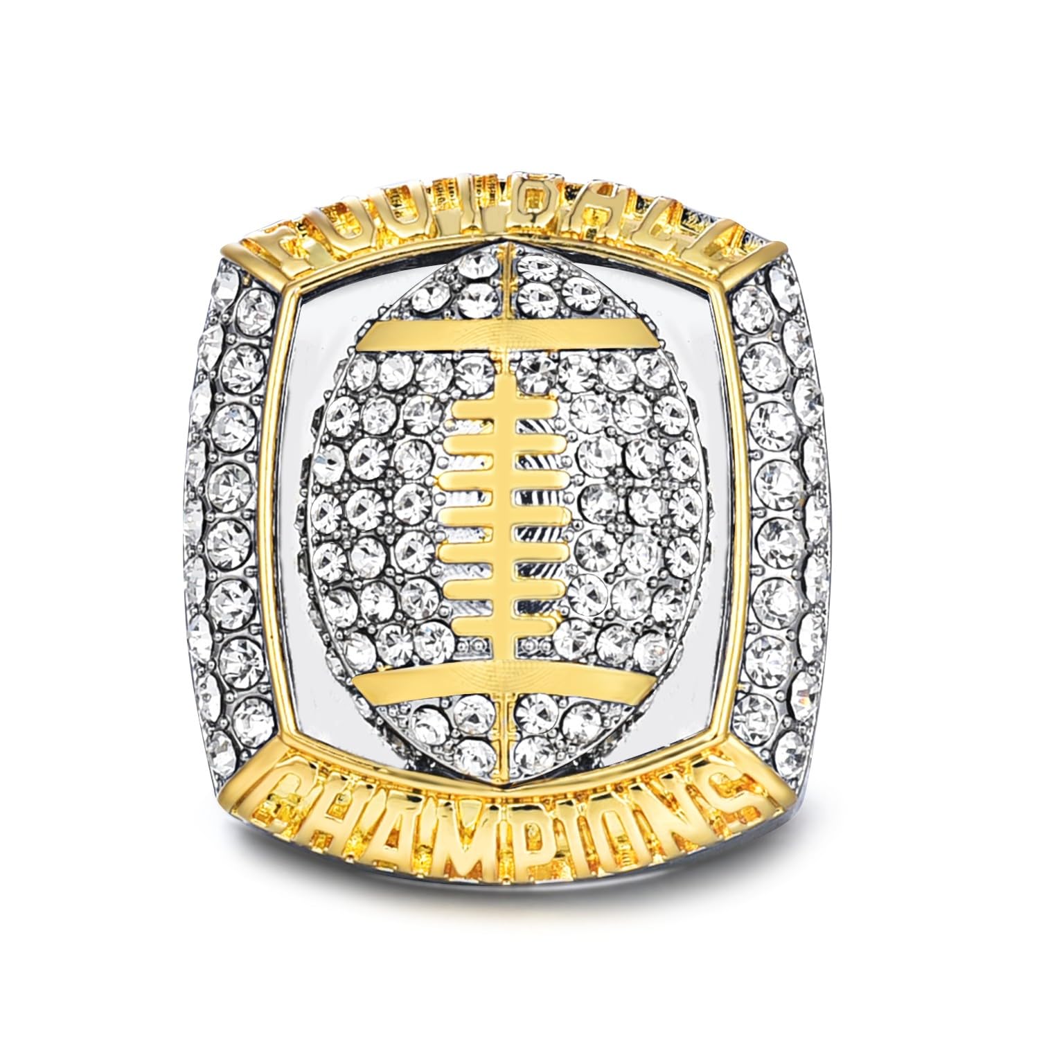 Football Championship Ring Crystal Rhinestone Two-Tone