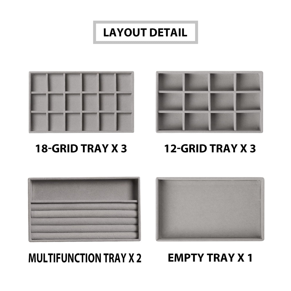 Jewelry Trays for Drawer Set of 9 Jewelry Organizer and - Frebeauty Official Imagery - 6