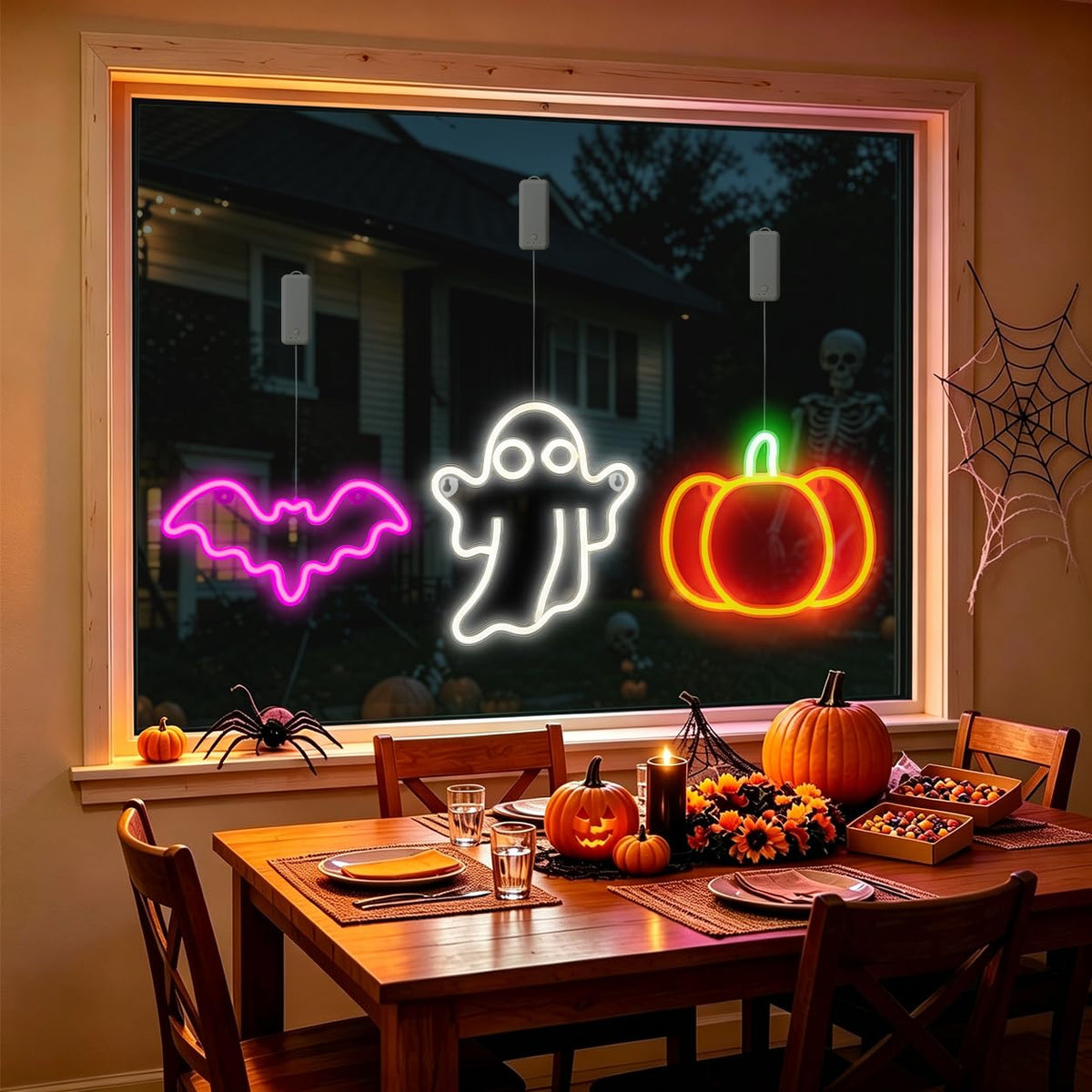 3Pack Rechargeable Halloween Window Lights 4 6 12H Timer - Brisum Official Imagery - 3