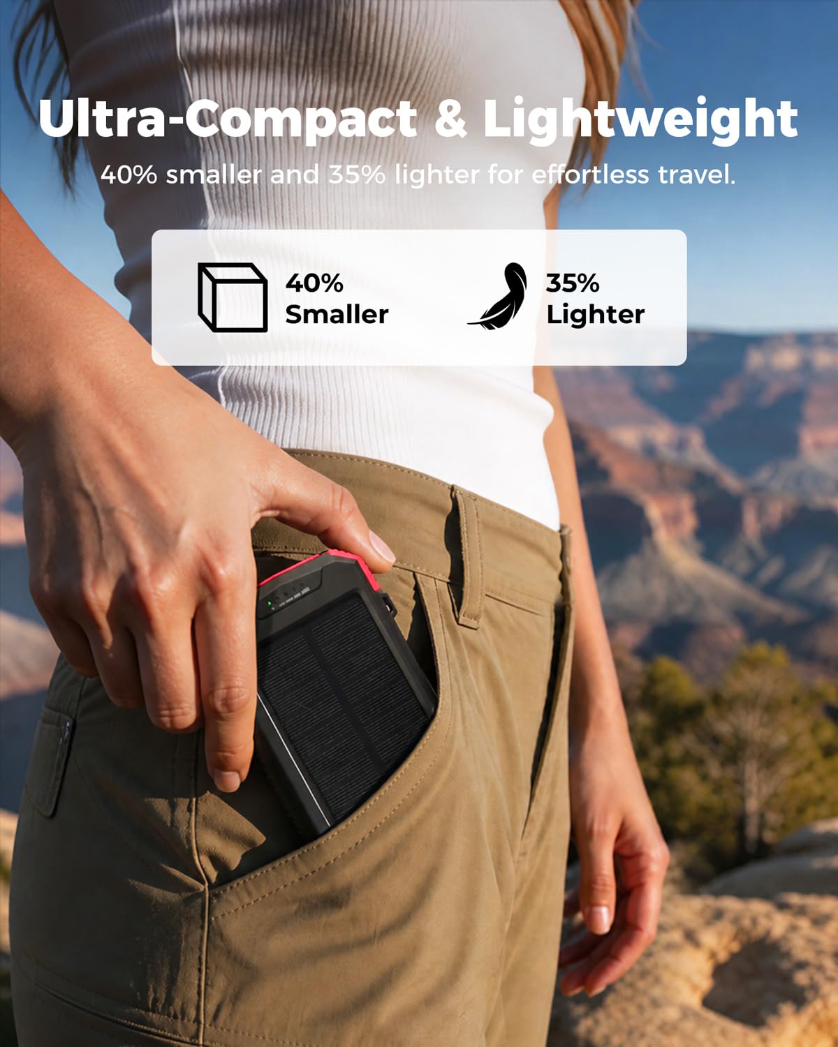 BLAVOR Solar Power Bank 10,000mAh Portable Wireless Charger for C by BLAVOR - Angle View 3