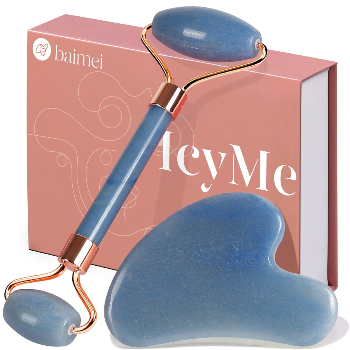 BAIMEI IcyMe Gua Sha Jade Face Roller Set Facial Beauty Skin - BAIMEI Official Imagery - 2