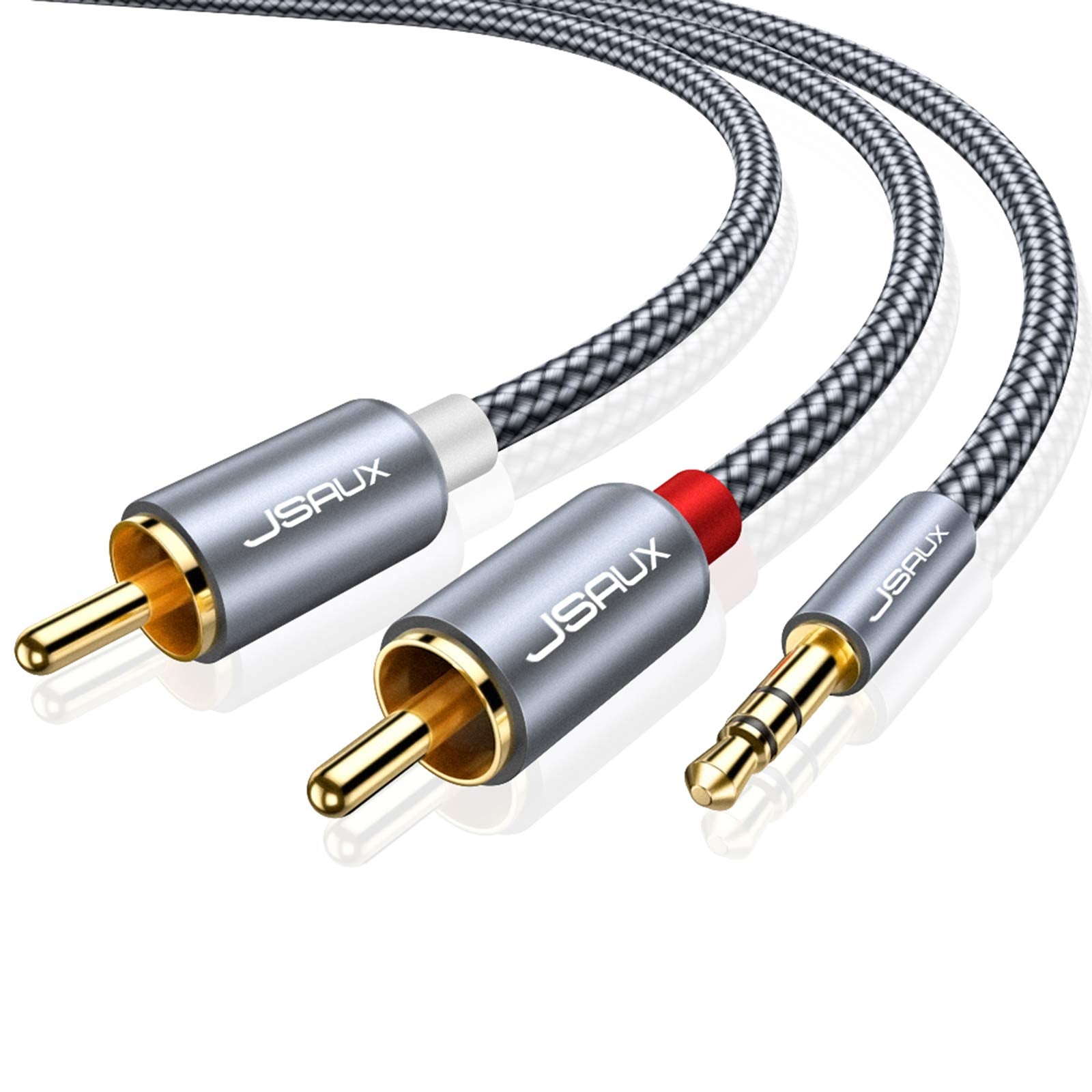 JSAUX 10ft/3M Aux to RCA Headphone Male to Male Jack Adapter Nylo by JSAUX - Angle View 1
