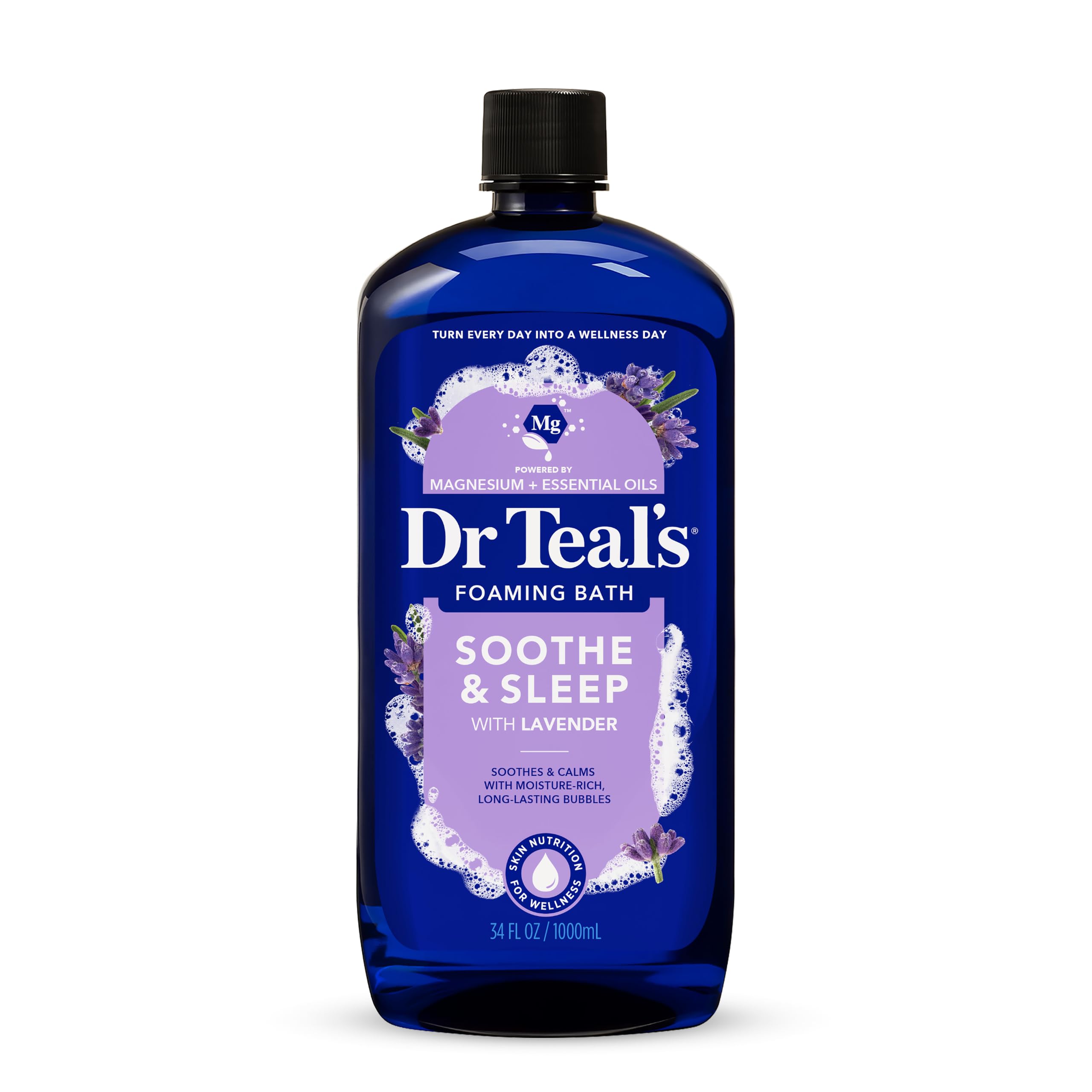 Dr Teal’s Foaming Bath with Pure Epsom Salt, Soothe & Sleep with Lavender, 34 Ounces (Packaging May Vary)