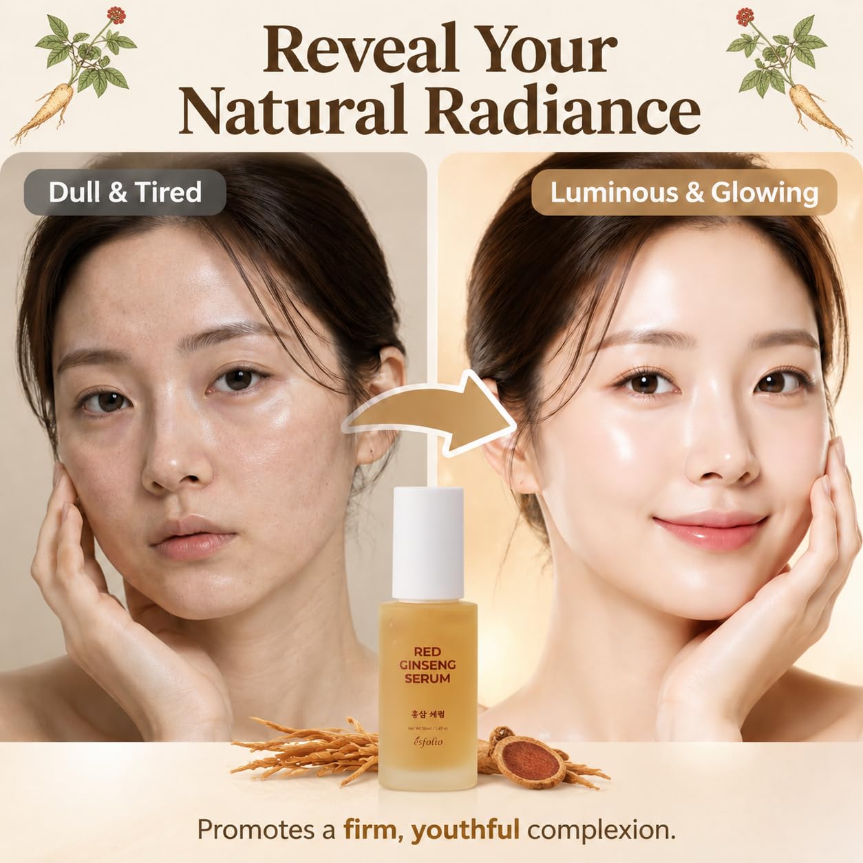 Esfolio made in Korea Red Ginseng Serum 1.69 Fl Oz, Lightweight - esfolio