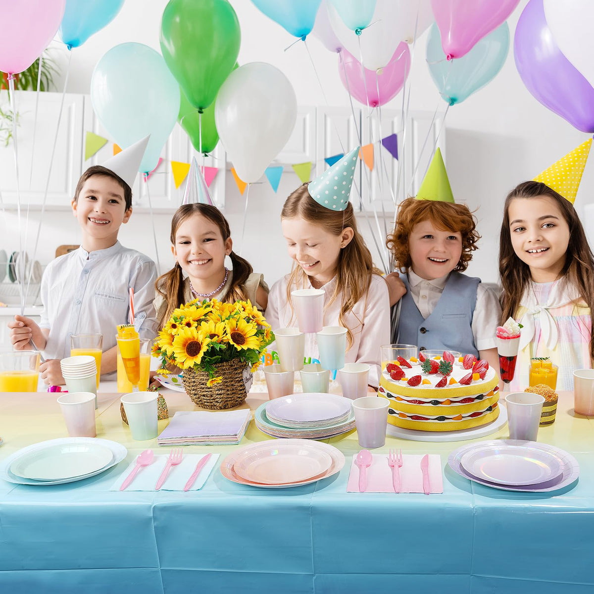 Iridescent Pastel Plates and Napkins Serve 25 Pastel Rainbow - Pascliyna Official Imagery - 8