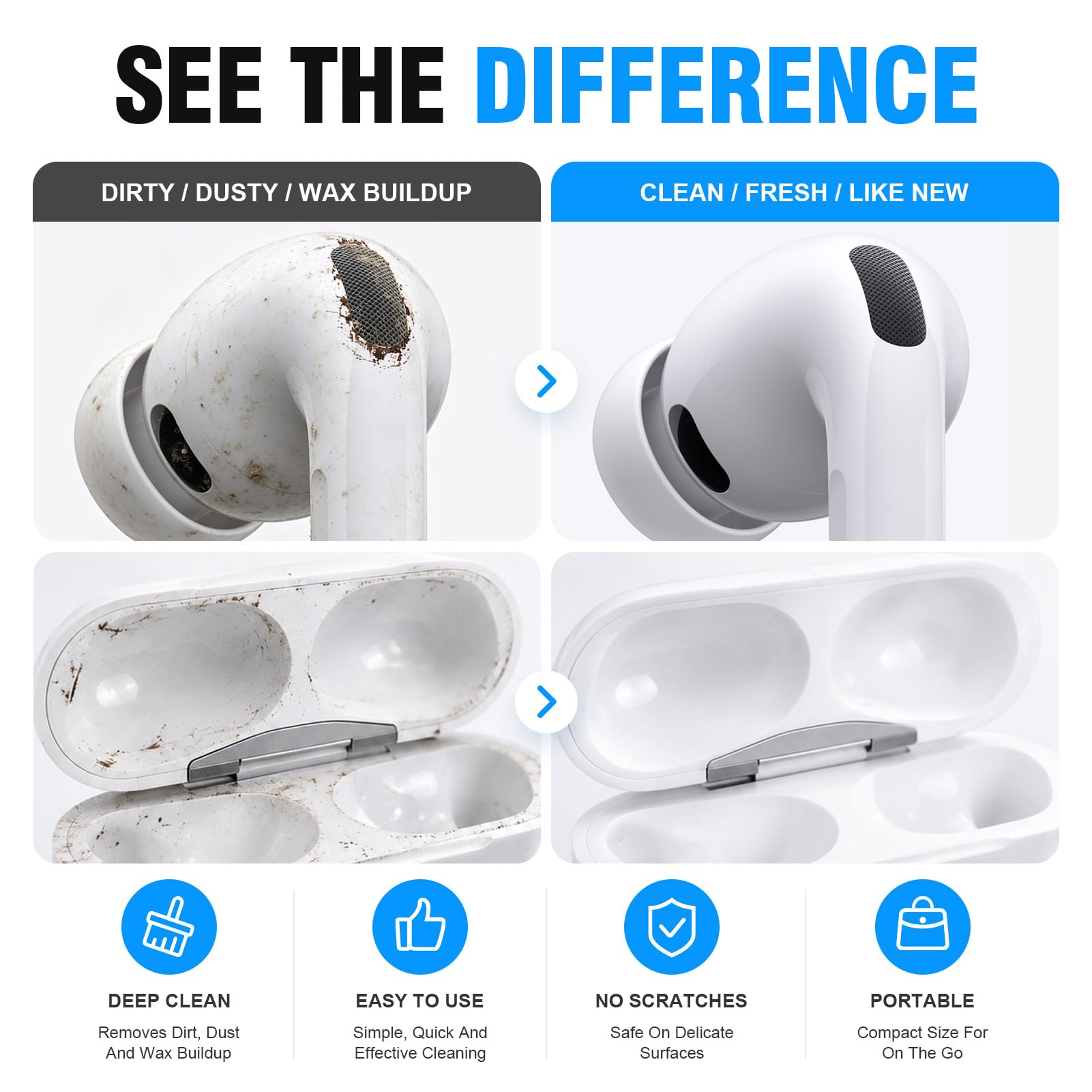 Hyashee Cleaner Kit for AirPods Pro 3/2/1, 3-in-1 Earbud Cleaning - Hyashee Official Product View 2